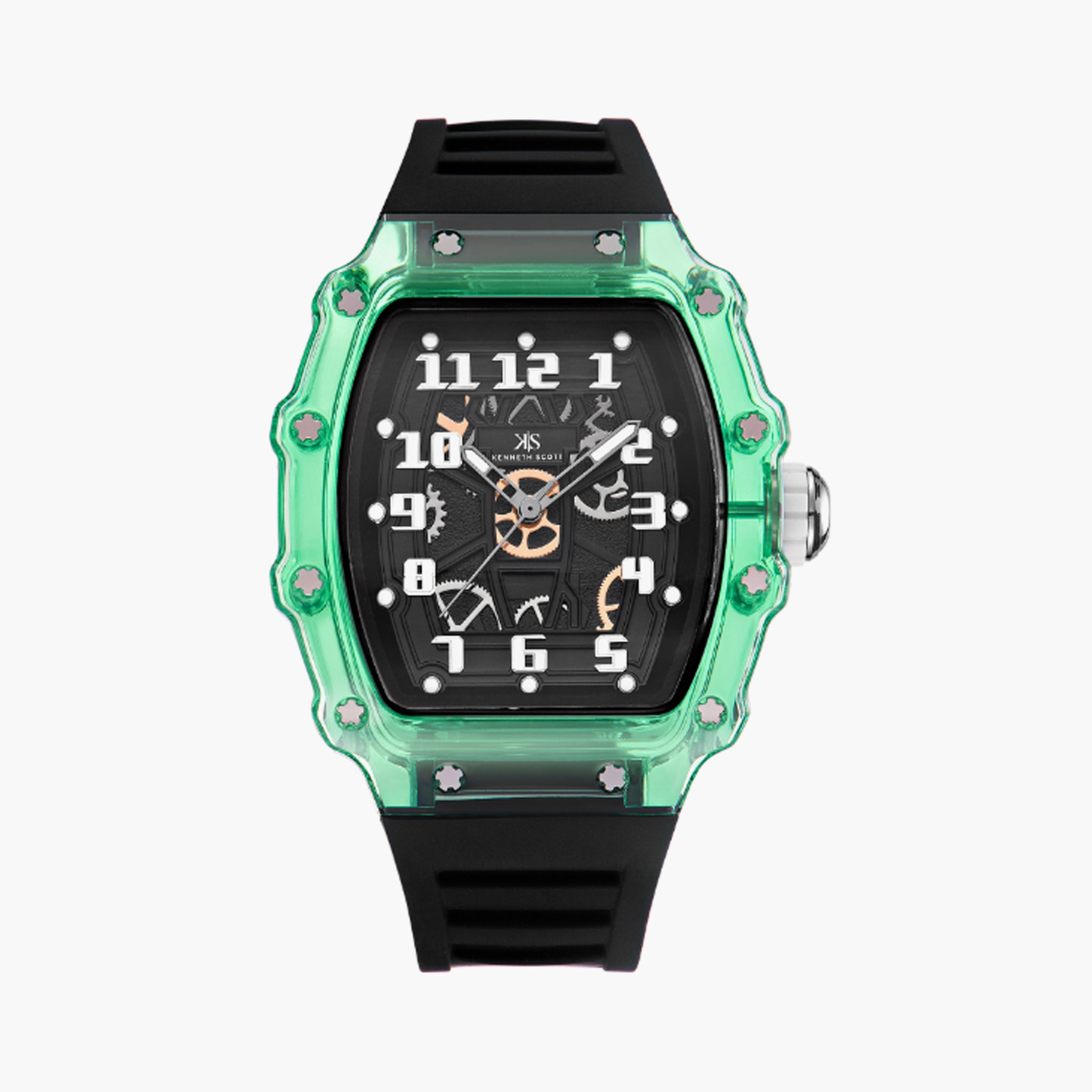 Kenneth Scott Men's 43 MM Black Analog Silicone Watch | K25009-ZSBB-men-watchesandjewellery-watches-image-1