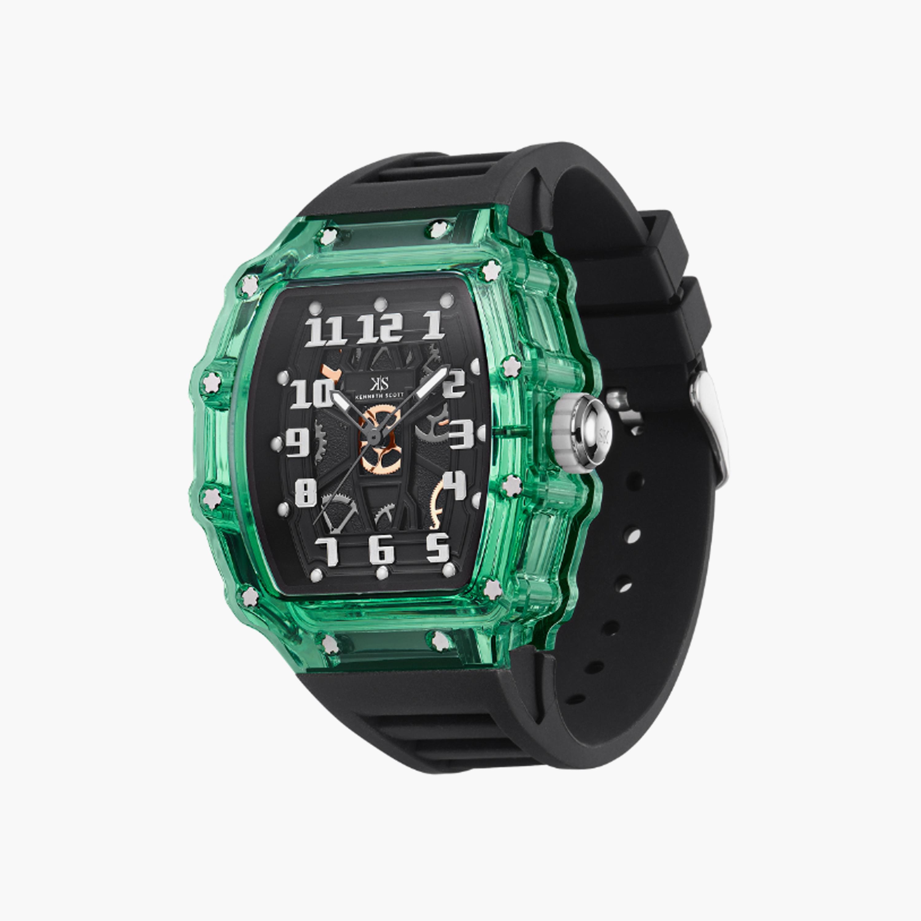 Kenneth Scott Men's 43 MM Black Analog Silicone Watch | K25009-ZSBB-men-watchesandjewellery-watches-image-2