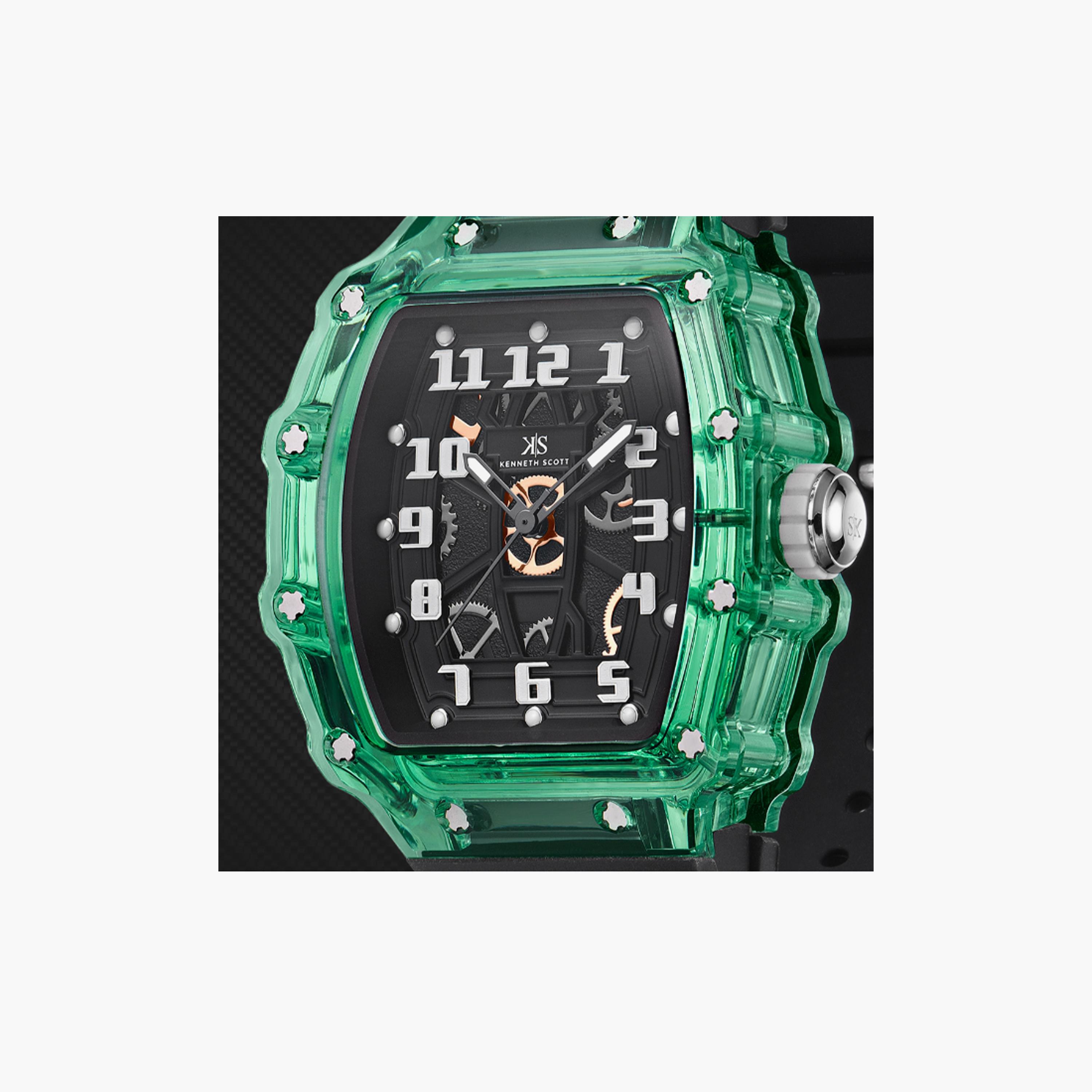 Kenneth Scott Men's 43 MM Black Analog Silicone Watch | K25009-ZSBB-men-watchesandjewellery-watches-image-4