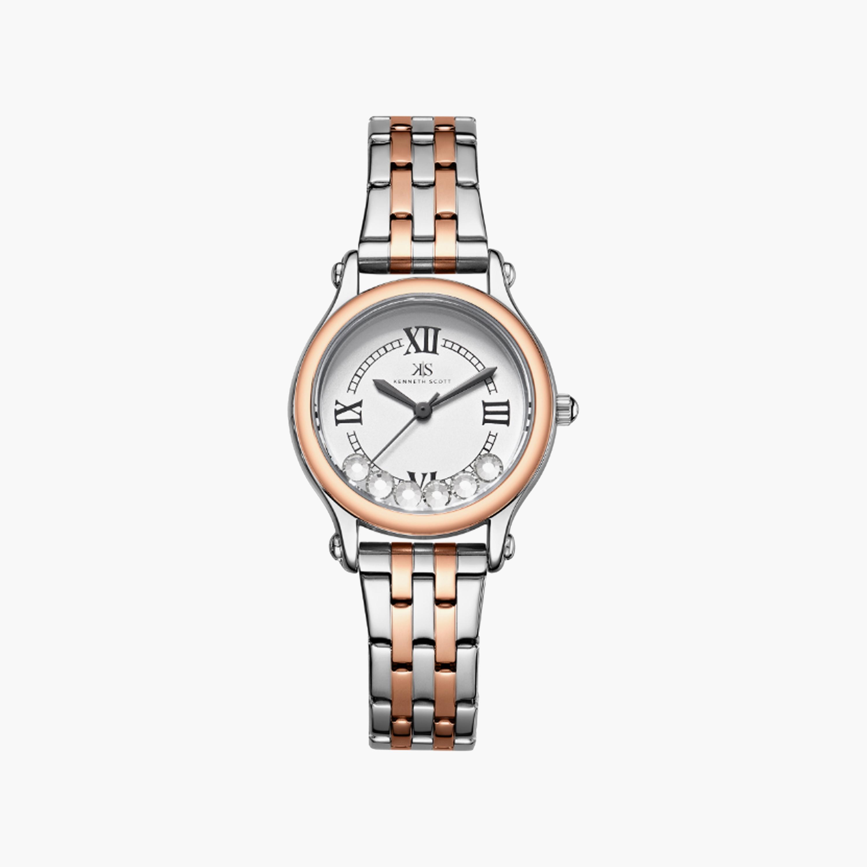 K25510-KBKW | ساعة حريمي أنالوج ستانلس ستيل من كينيث سكوت فضي وردي ذهبي مقاس 30 مم-women-watchesandjewellery-watches-image-1