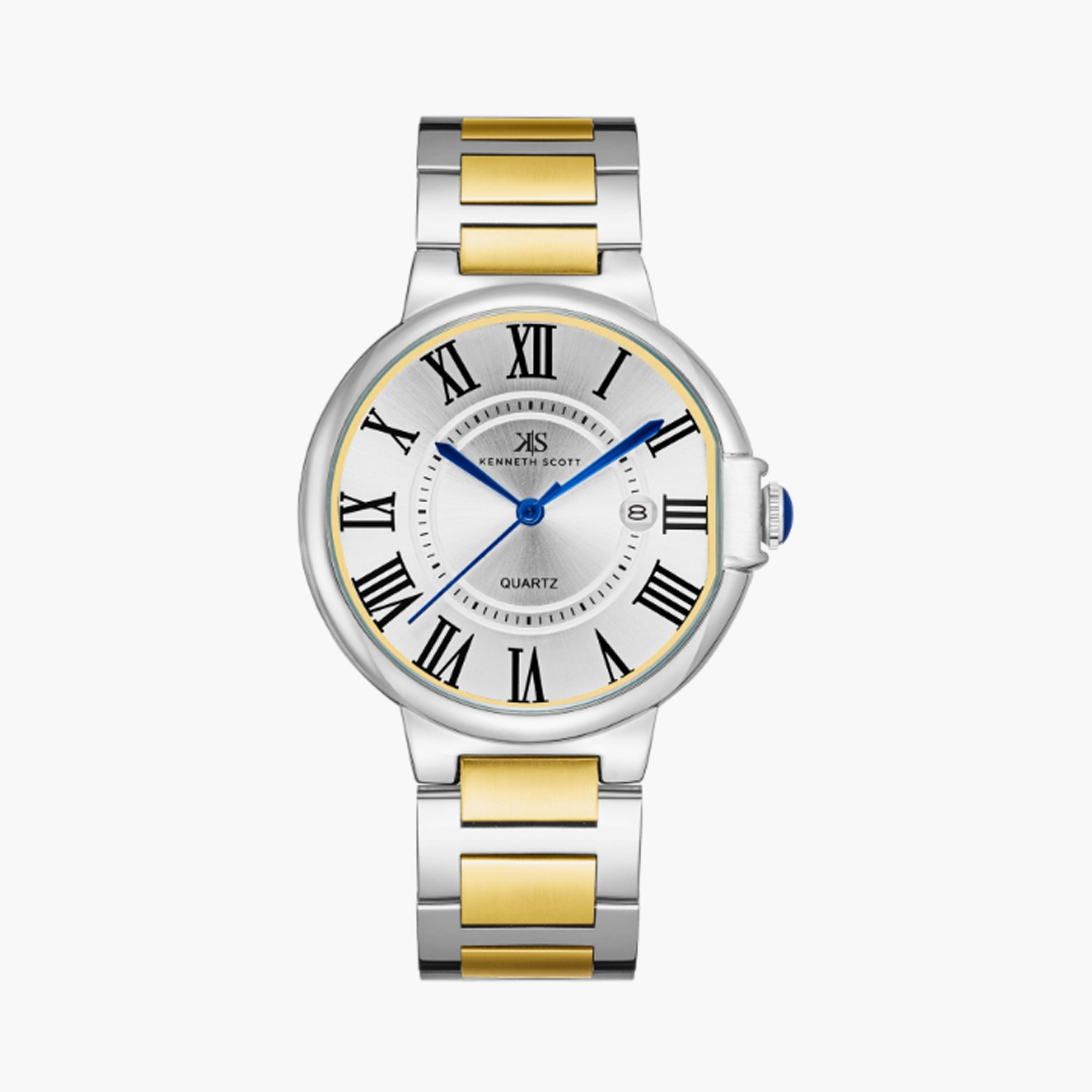 Kenneth Scott Men's 41 MM Silver & Gold Analog Stainless Steel Watch | K23053-TBTW-men-watchesandjewellery-watches-image-1