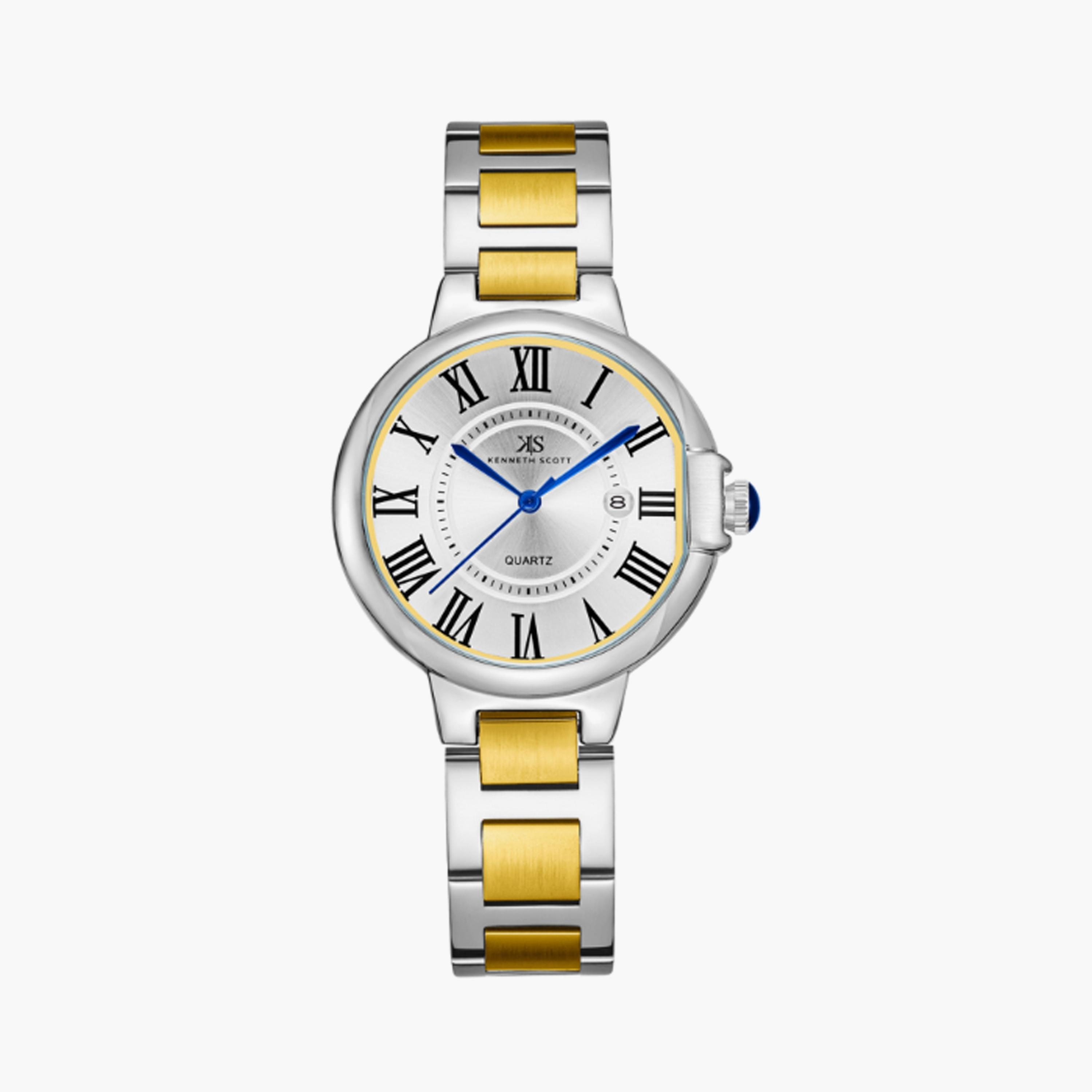 K23553-TBTW | ساعة حريمي أنالوج ستانلس ستيل من كينيث سكوت فضي ذهبي مقاس 32 مم-women-watchesandjewellery-watches-image-1