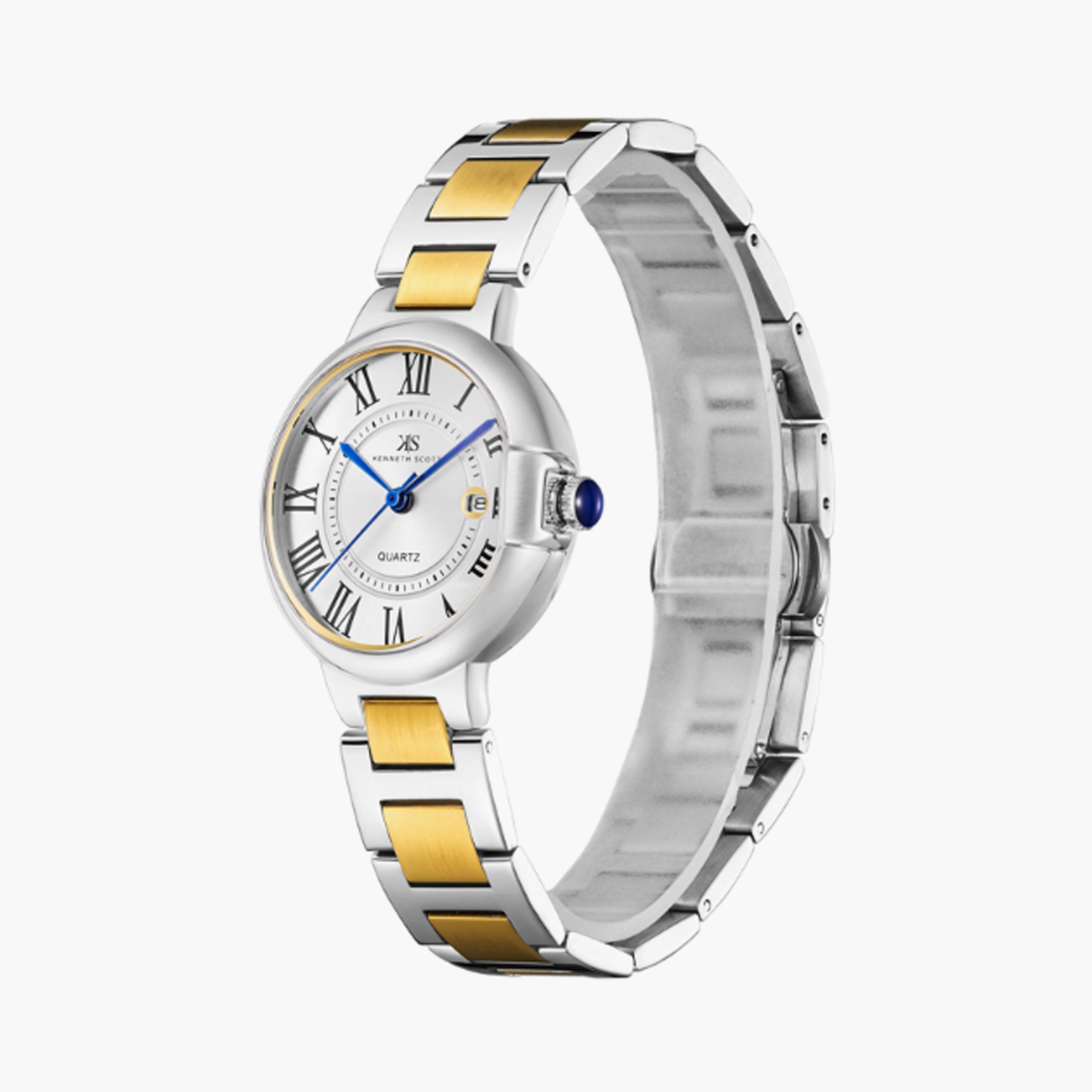 K23553-TBTW | ساعة حريمي أنالوج ستانلس ستيل من كينيث سكوت فضي ذهبي مقاس 32 مم-women-watchesandjewellery-watches-image-2