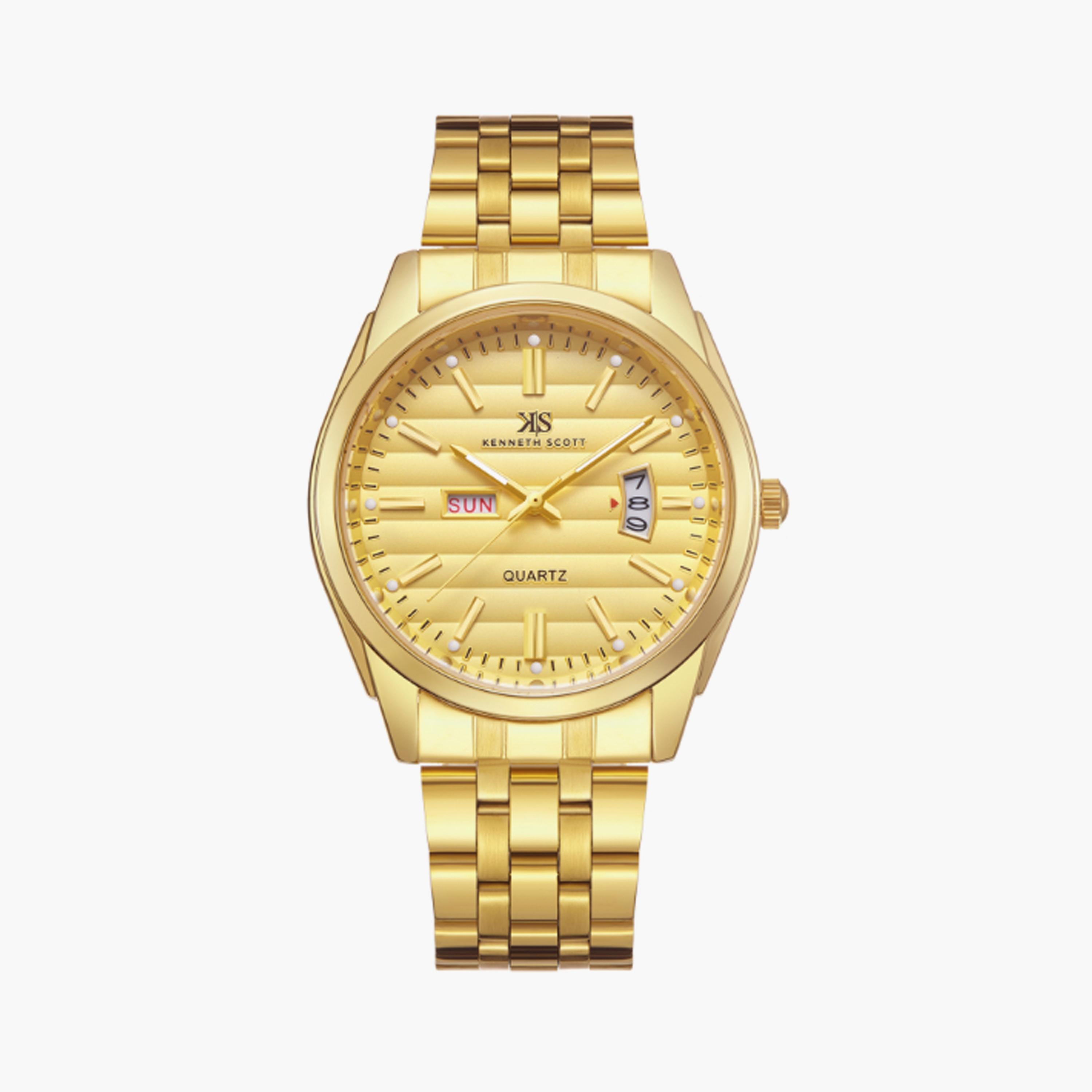 Kenneth Scott Men's 40 MM Gold Analog Stainless Steel Watch | K23054-GBGC-men-watchesandjewellery-watches-image-1