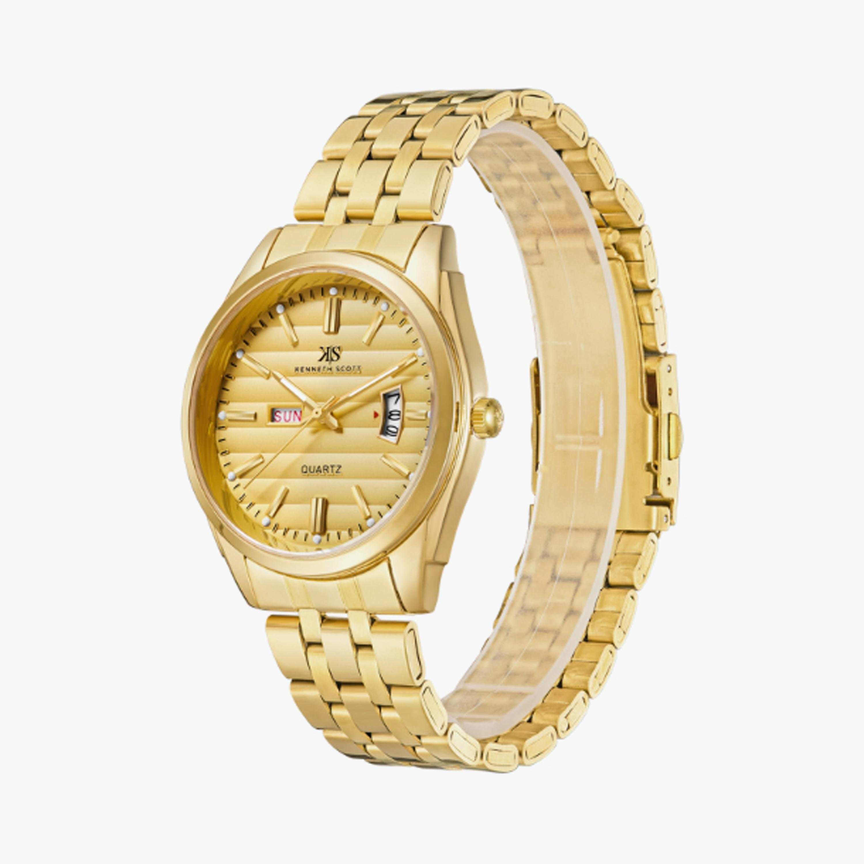 Kenneth Scott Men's 40 MM Gold Analog Stainless Steel Watch | K23054-GBGC-men-watchesandjewellery-watches-image-2