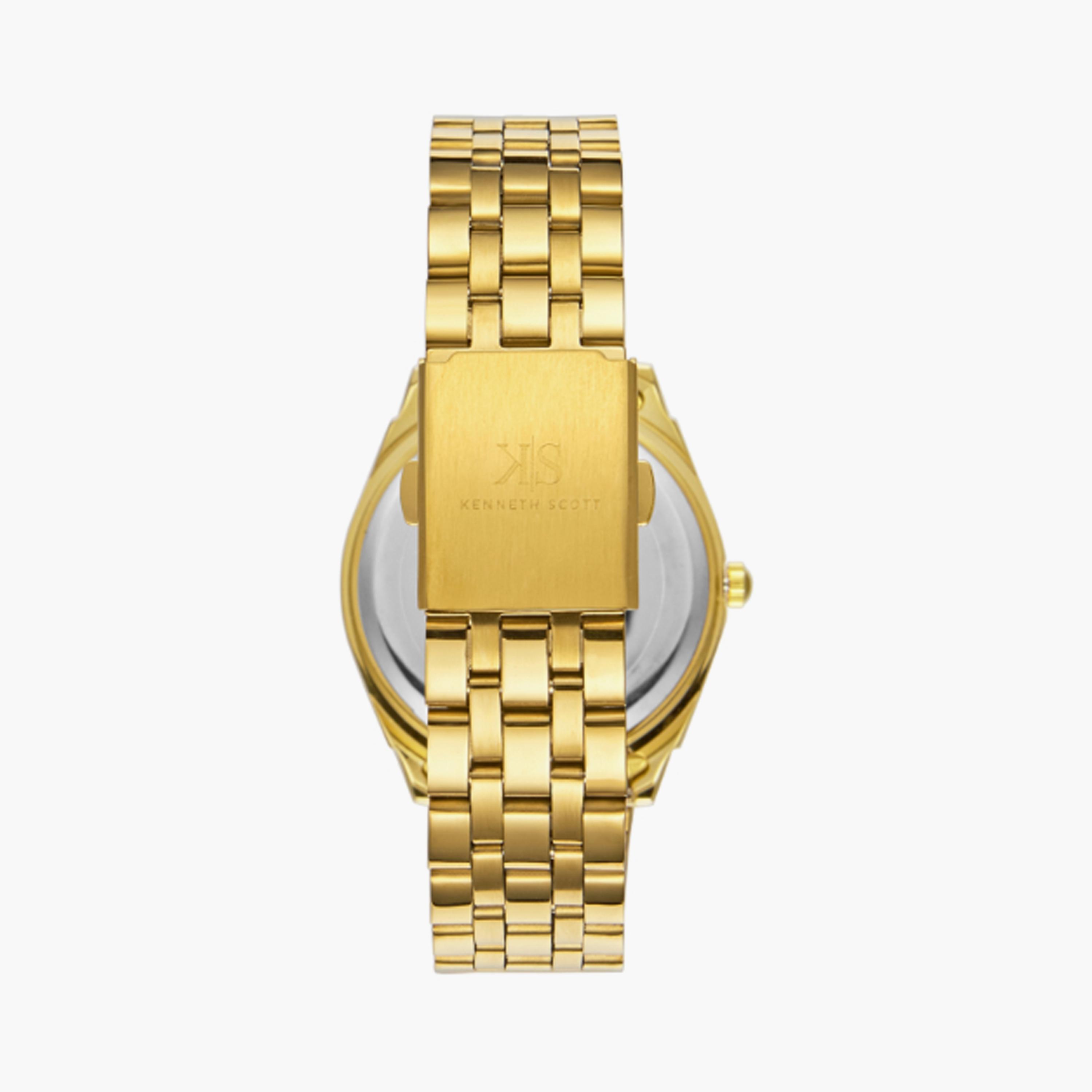 Kenneth Scott Men's 40 MM Gold Analog Stainless Steel Watch | K23054-GBGC-men-watchesandjewellery-watches-image-3