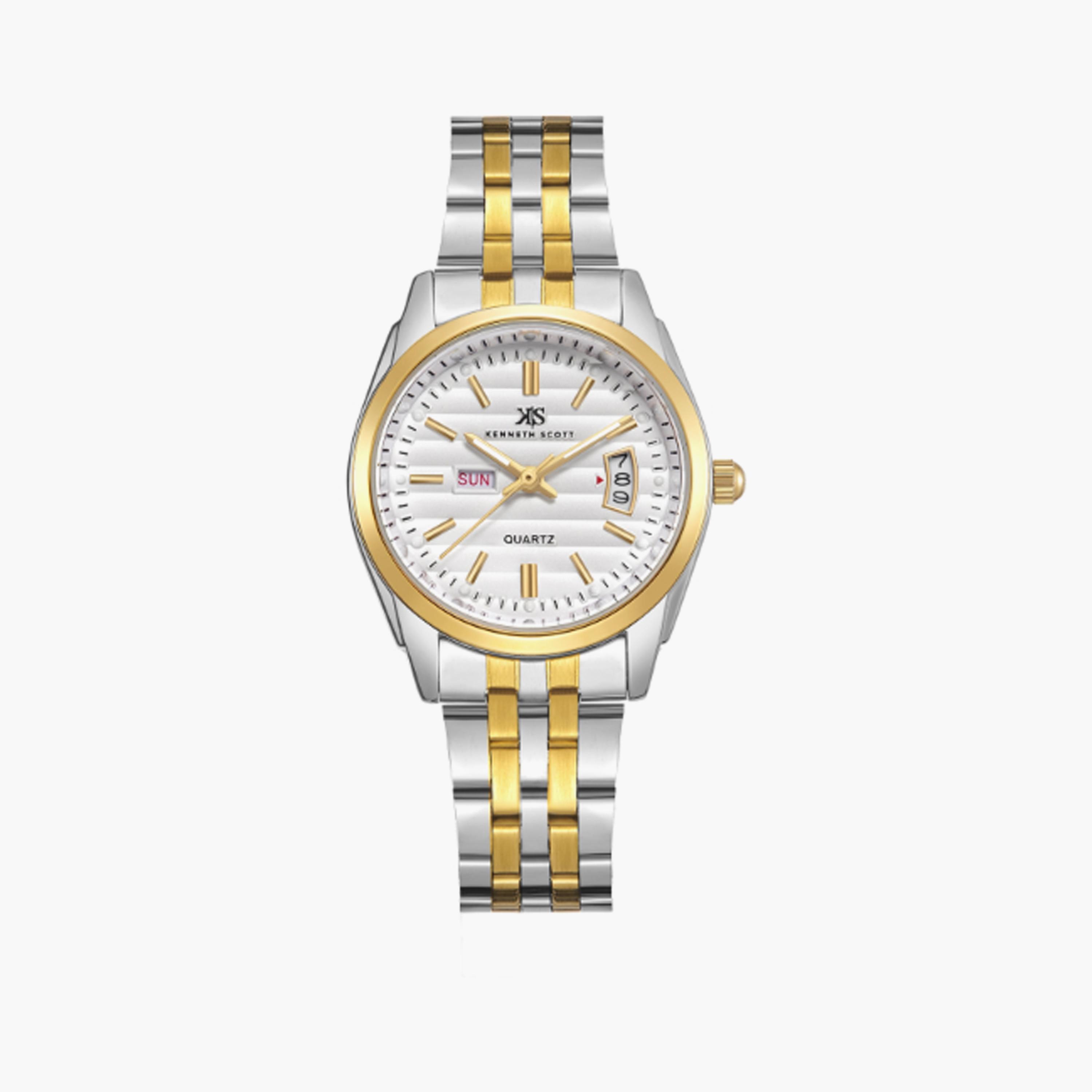 K23554-TBTW | ساعة حريمي أنالوج ستانلس ستيل من كينيث سكوت فضي ذهبي مقاس 28 مم-women-watchesandjewellery-watches-image-1