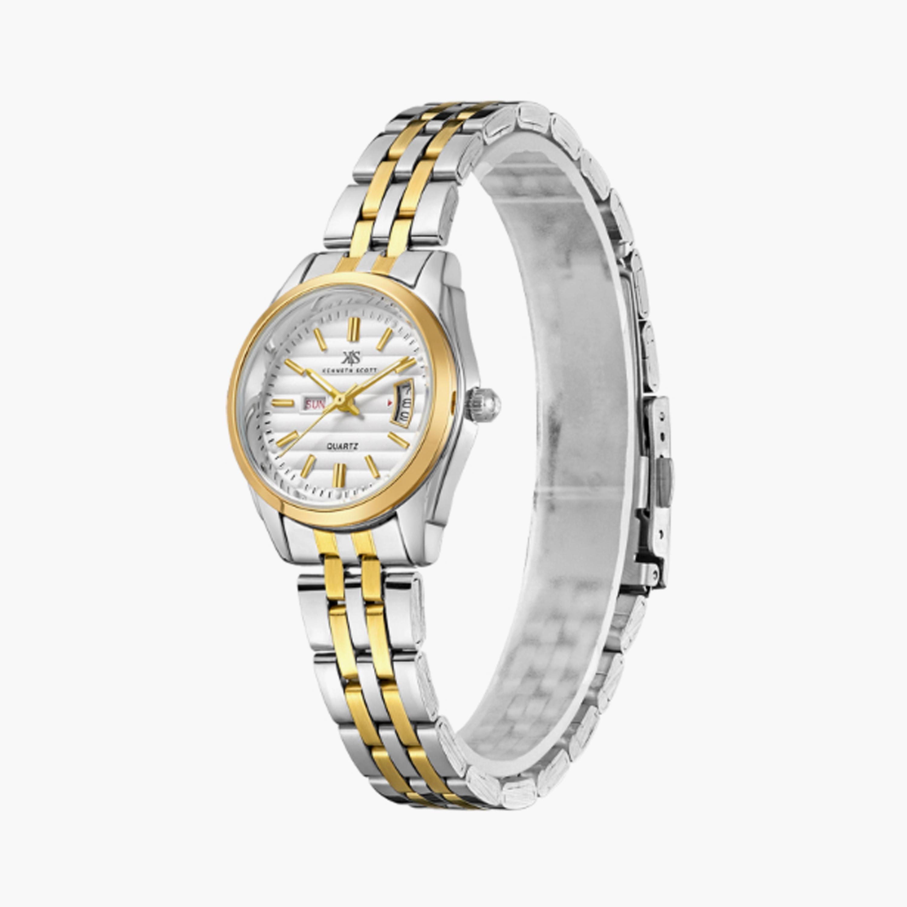 K23554-TBTW | ساعة حريمي أنالوج ستانلس ستيل من كينيث سكوت فضي ذهبي مقاس 28 مم-women-watchesandjewellery-watches-image-2