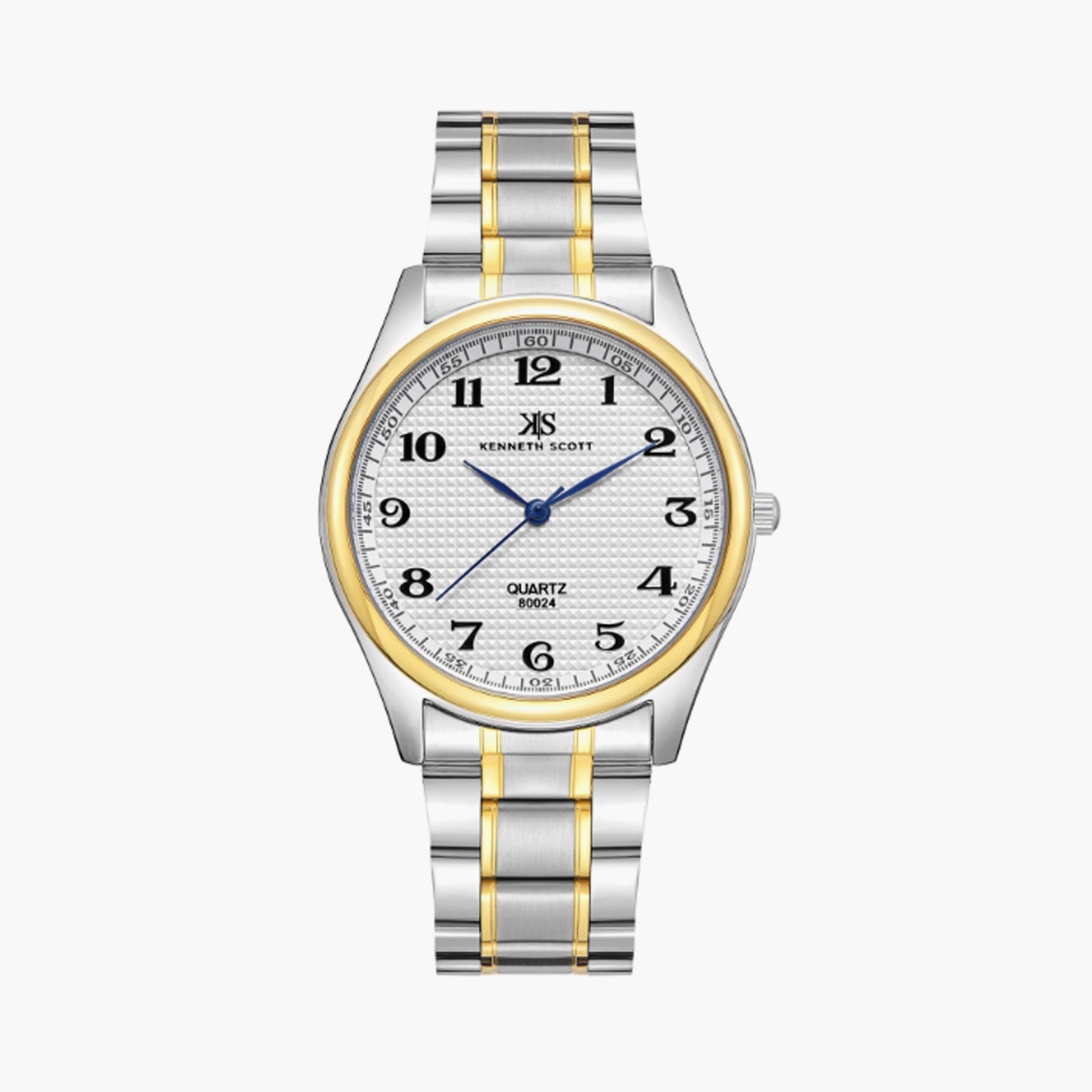 Kenneth Scott Men's 38 MM Silver & Gold Analog Stainless Steel Watch | K23052-TBTW-men-watchesandjewellery-watches-image-1