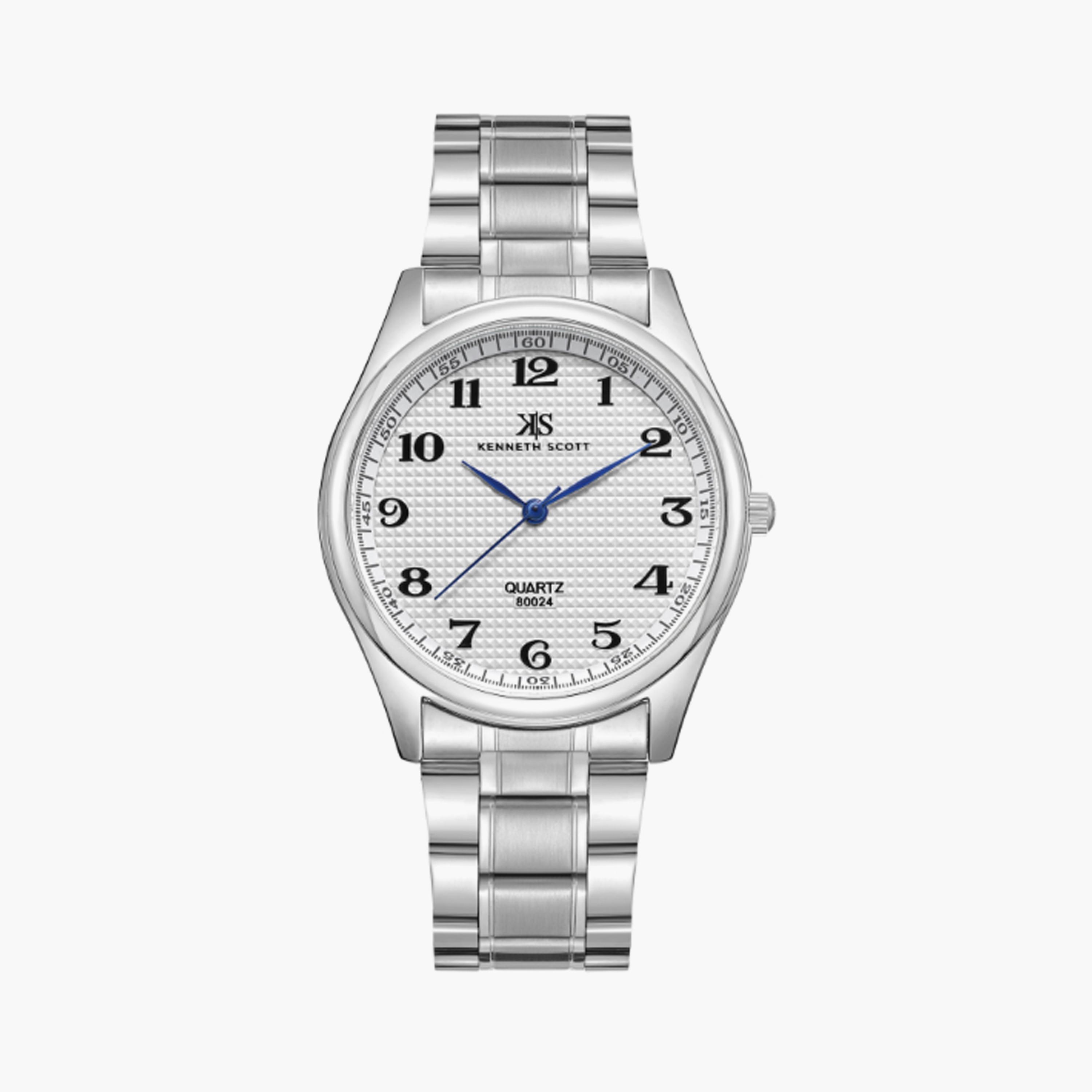 Kenneth Scott Men's 38 MM Silver Analog Stainless Steel Watch | K23052-SBSW-men-watchesandjewellery-watches-image-1