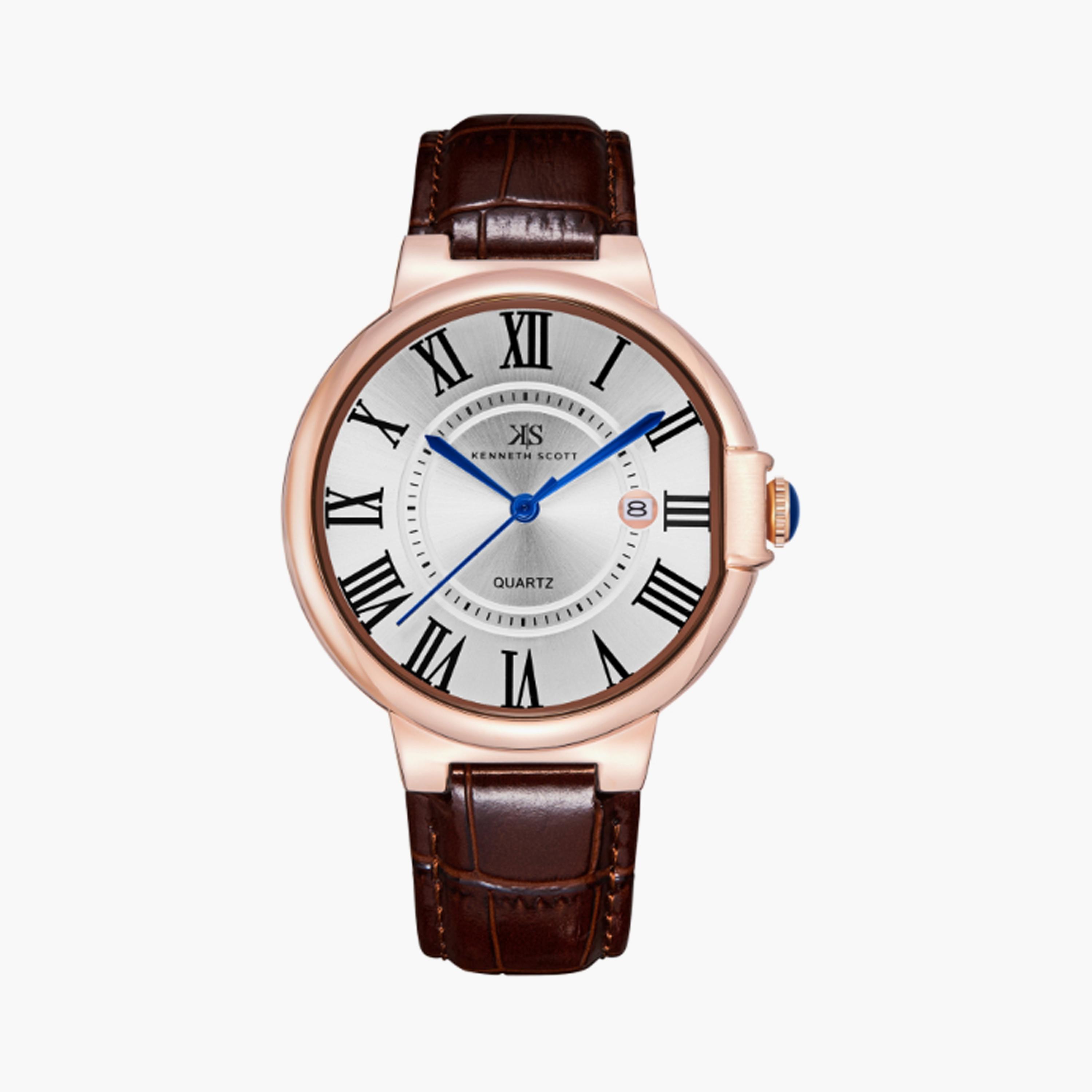 K23053-RLDW | ساعة للرجال من كينيث سكوت بعرض انالوج وسوار من الجلد الطبيعي بني مقاس 41 مم-men-watchesandjewellery-watches-image-1