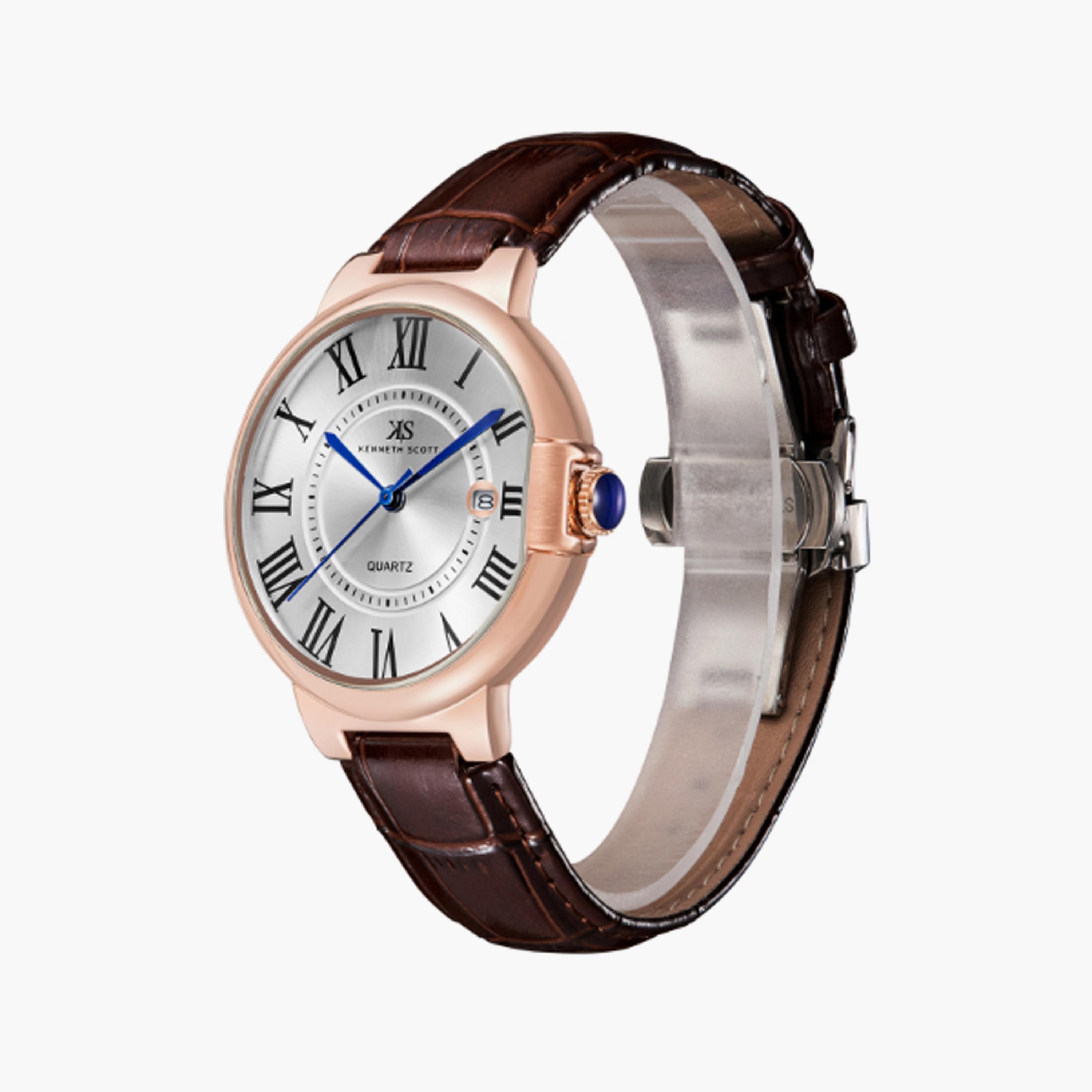 K23053-RLDW | ساعة للرجال من كينيث سكوت بعرض انالوج وسوار من الجلد الطبيعي بني مقاس 41 مم-men-watchesandjewellery-watches-image-2