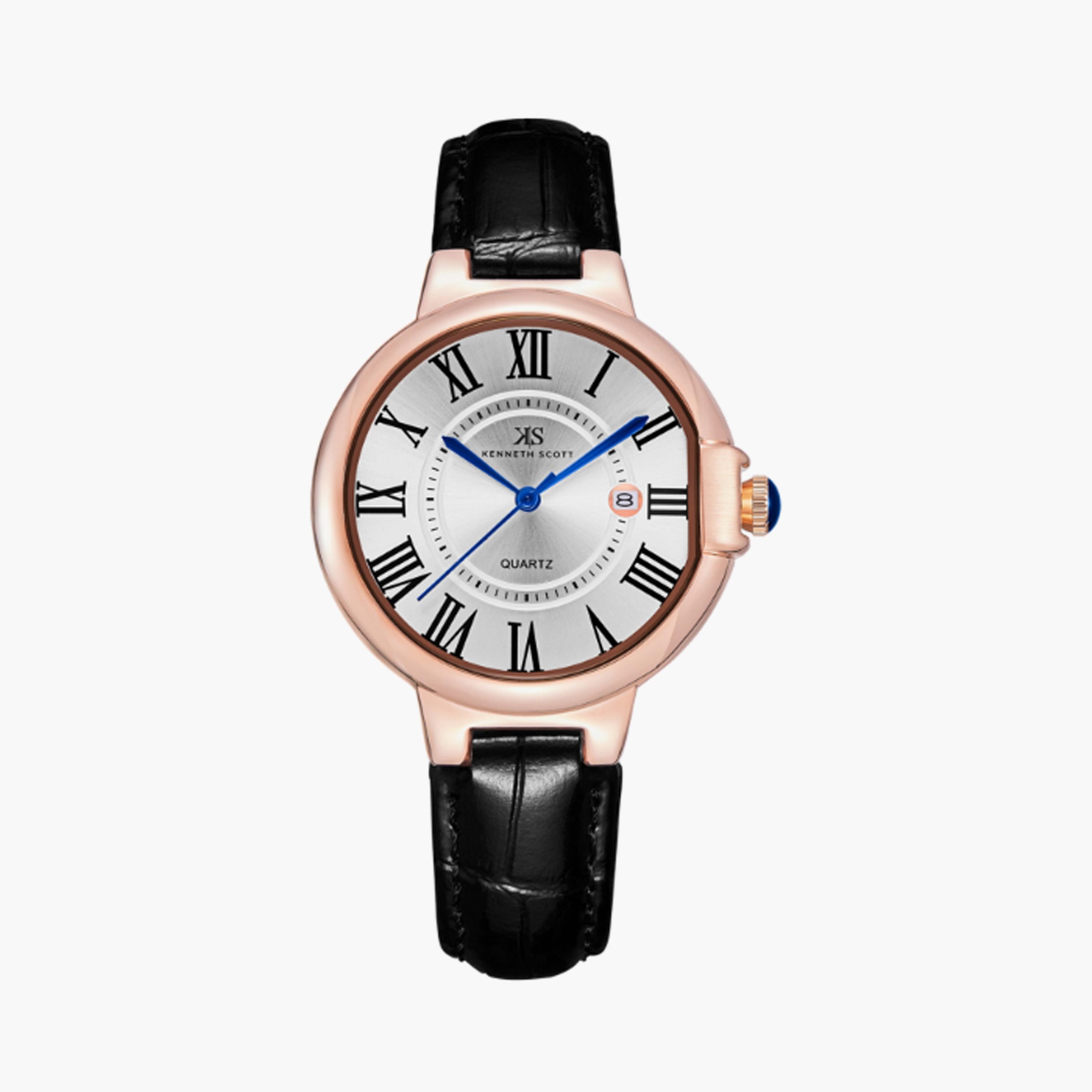 K23553-RLBW | ساعة حريمي أنالوج من كينيث سكوت من الجلد الطبيعي اسود مقاس 32 مم-women-watchesandjewellery-watches-image-1