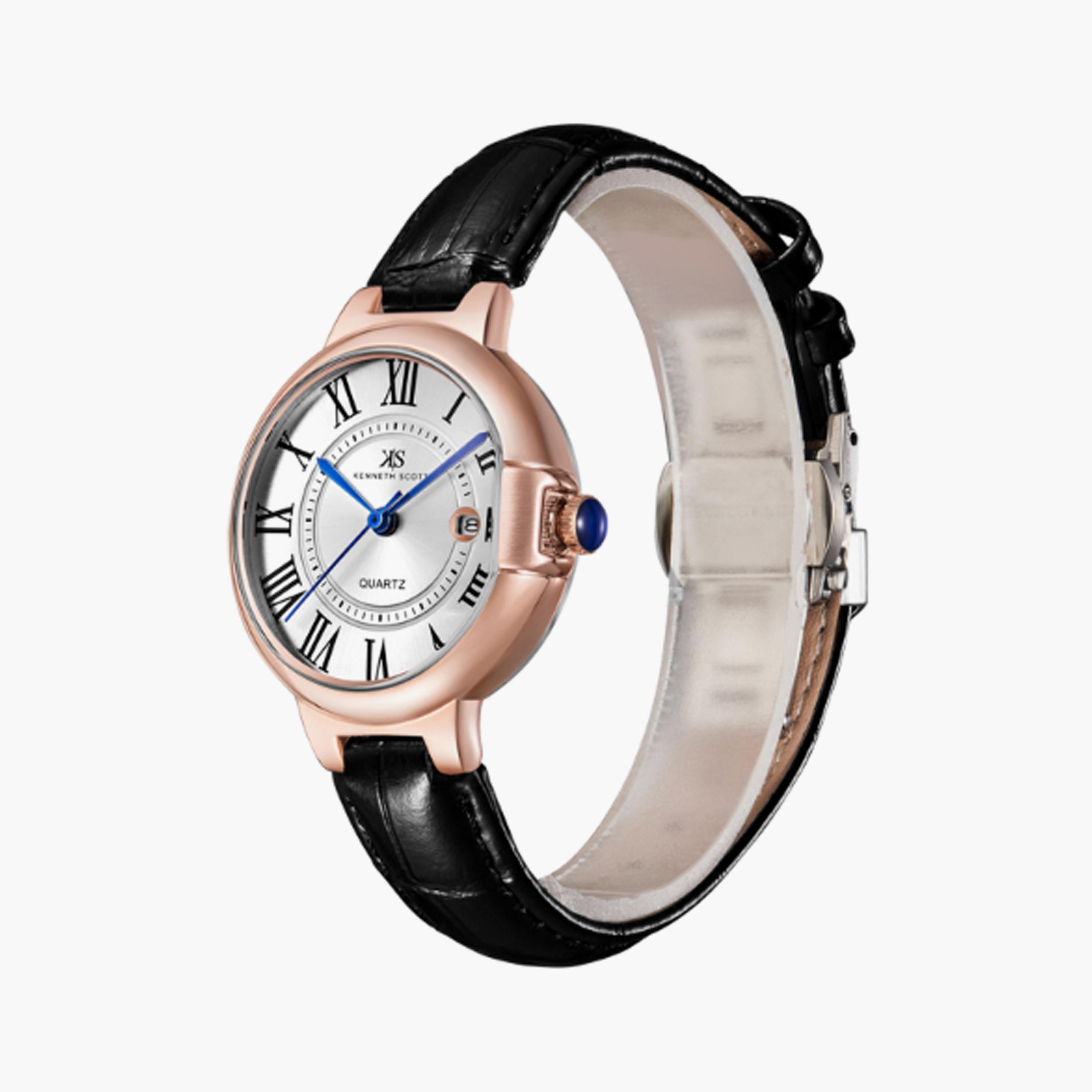 K23553-RLBW | ساعة حريمي أنالوج من كينيث سكوت من الجلد الطبيعي اسود مقاس 32 مم-women-watchesandjewellery-watches-image-2