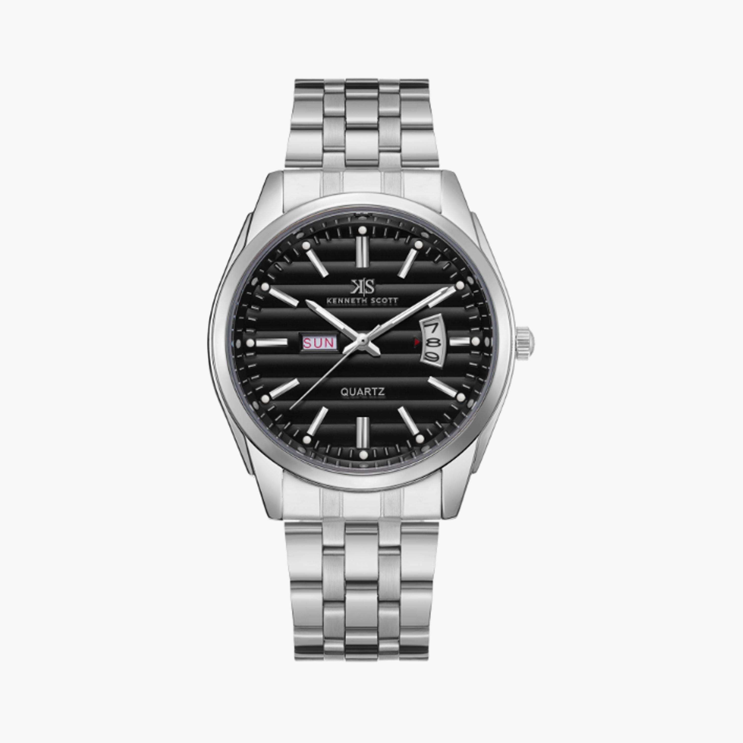 Kenneth Scott Men's 40 MM Silver Analog Stainless Steel Watch | K23054-SBSB-men-watchesandjewellery-watches-image-1
