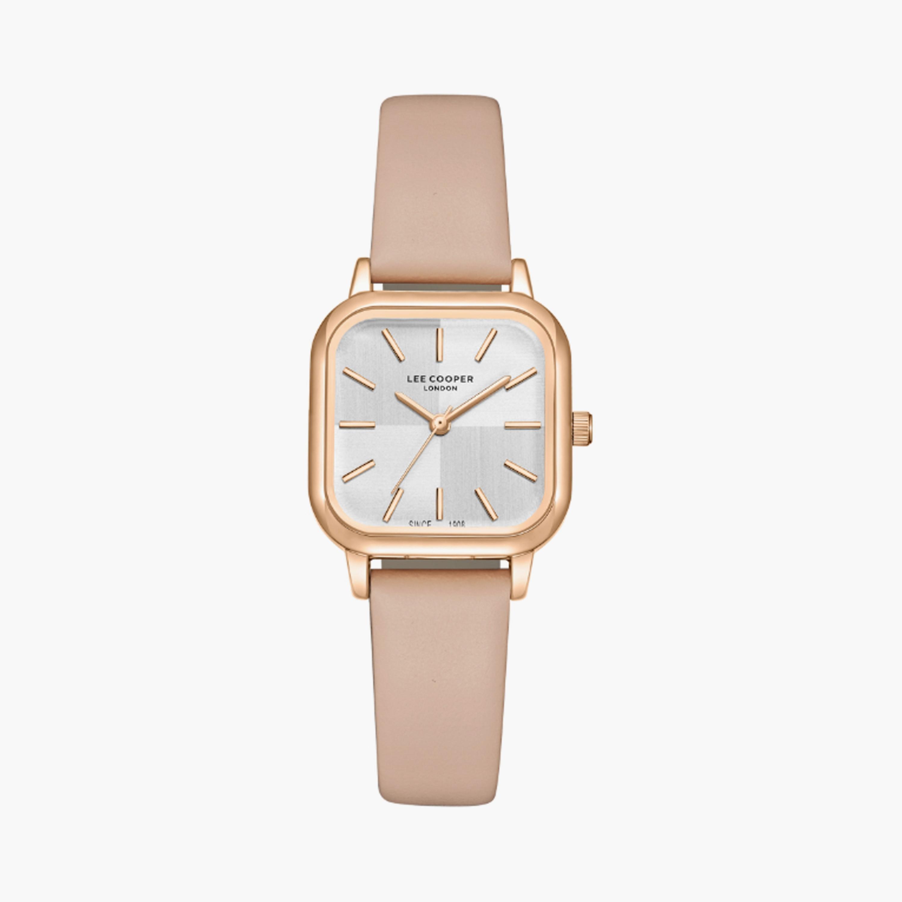 LC08152.438 | لي كوبر ساعة حريمي أنالوج من الجلد الطبيعي وردي مقاس 26 مم-women-watchesandjewellery-watches-image-1