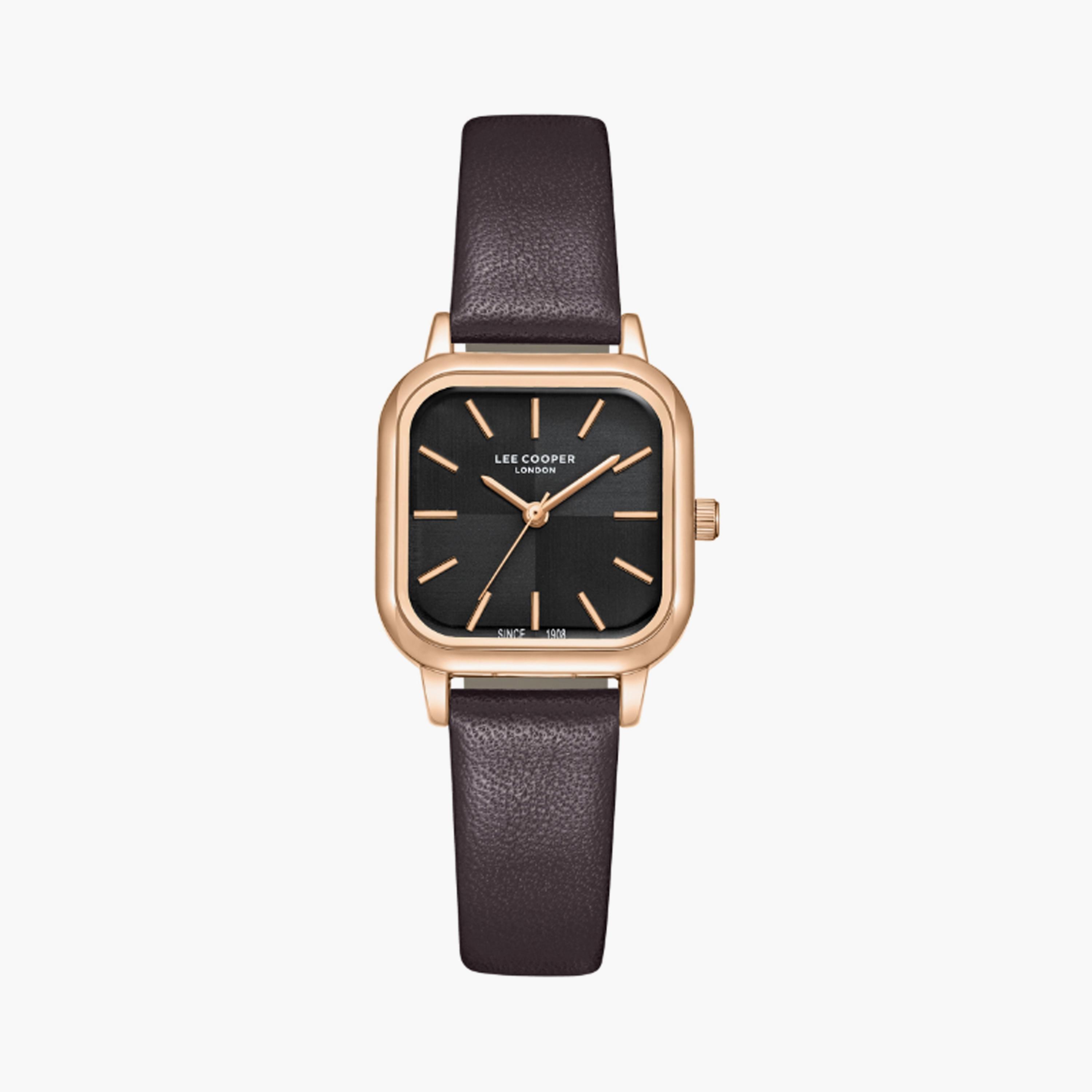 LC08152.462 | لي كوبر ساعة حريمي أنالوج من الجلد الطبيعي بني غامق مقاس 26 مم-women-watchesandjewellery-watches-image-1