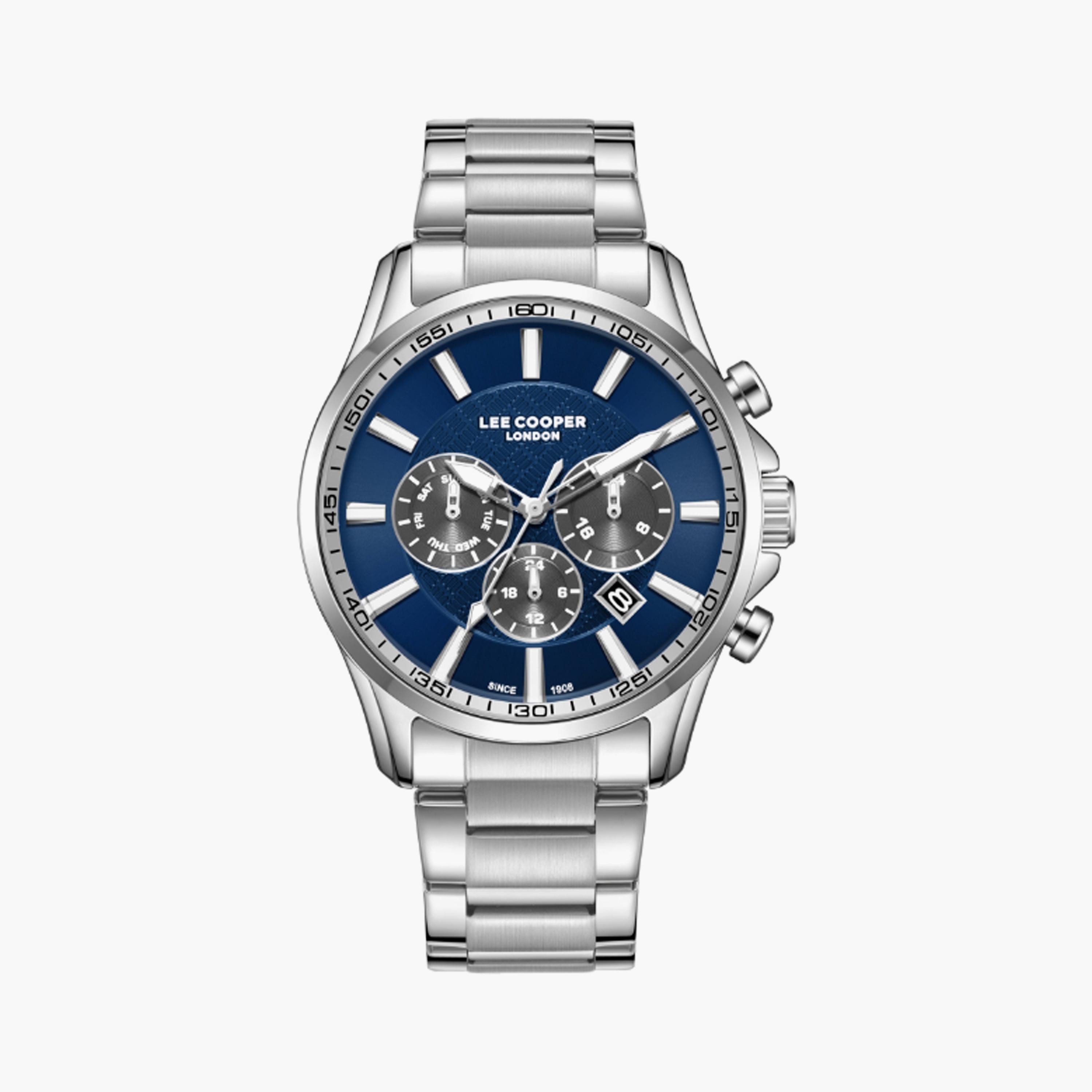 Lee Cooper Men's 44 MM Silver Multi-Function Stainless Steel Watch | LC08149.390-men-watchesandjewellery-watches-image-1