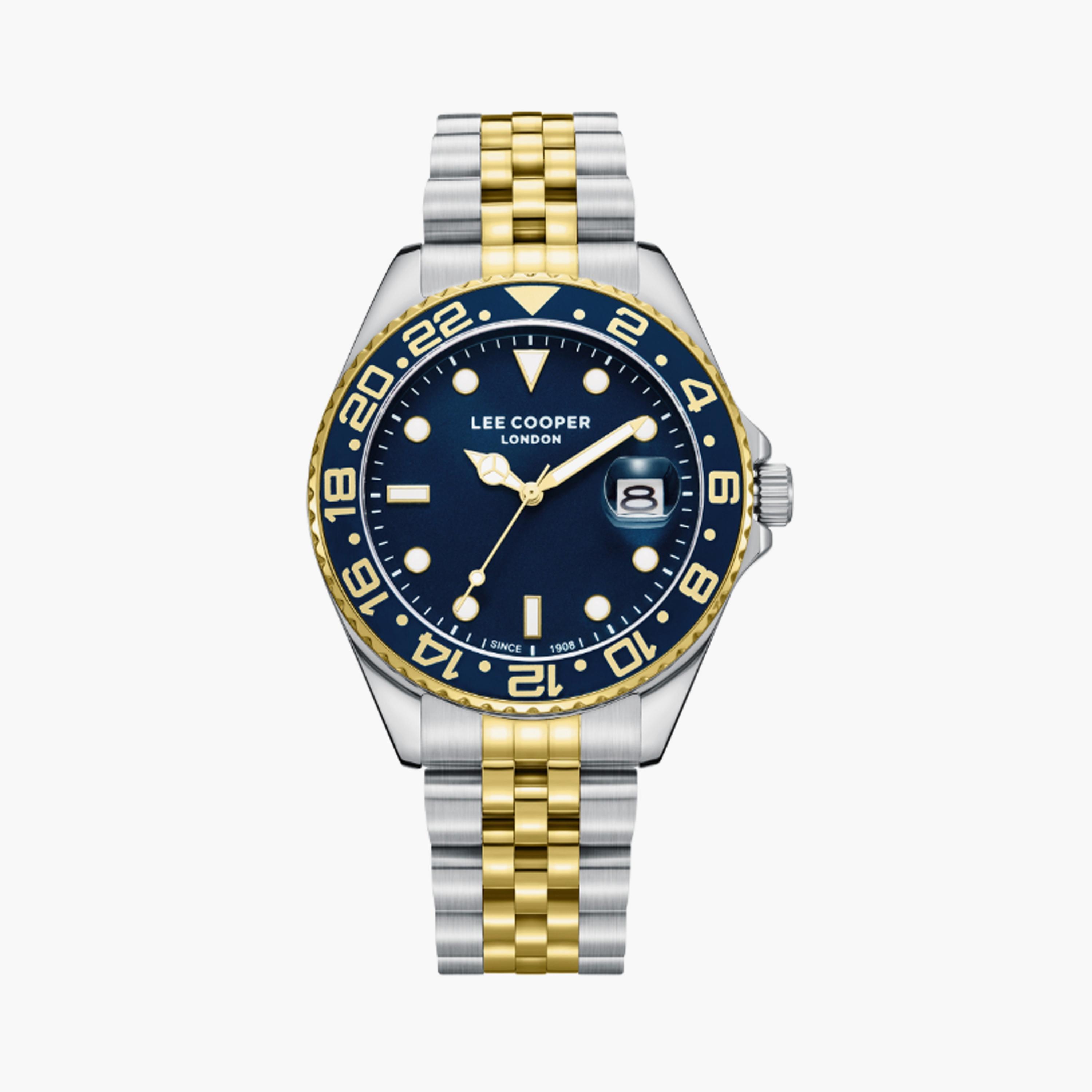 Lee Cooper Men's 42 MM Silver & Gold Analog Stainless Steel Watch | LC08142.290-men-watchesandjewellery-watches-image-1