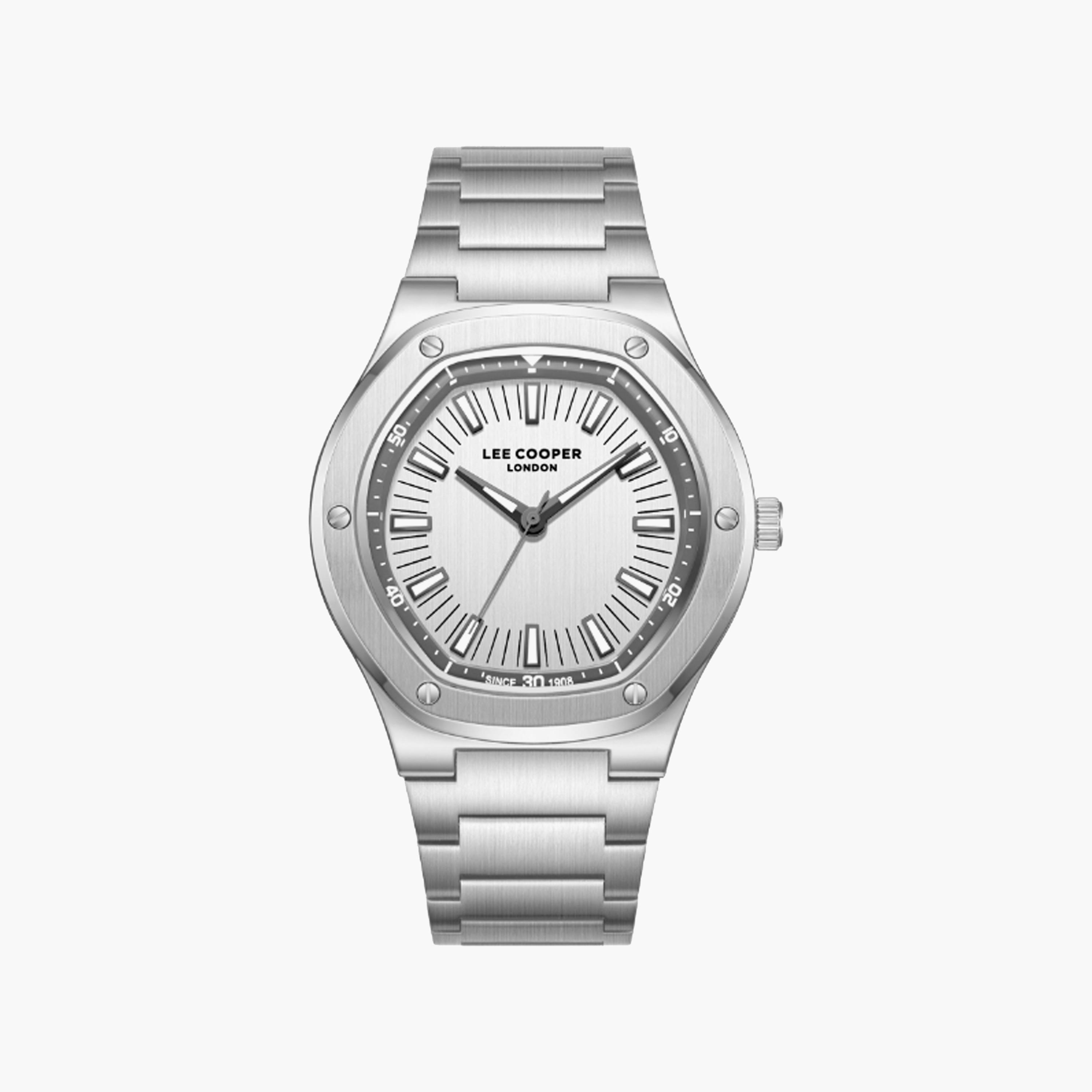 Lee Cooper Men's 41 MM Silver Analog Stainless Steel Watch | LC08145.330-men-watchesandjewellery-watches-image-1