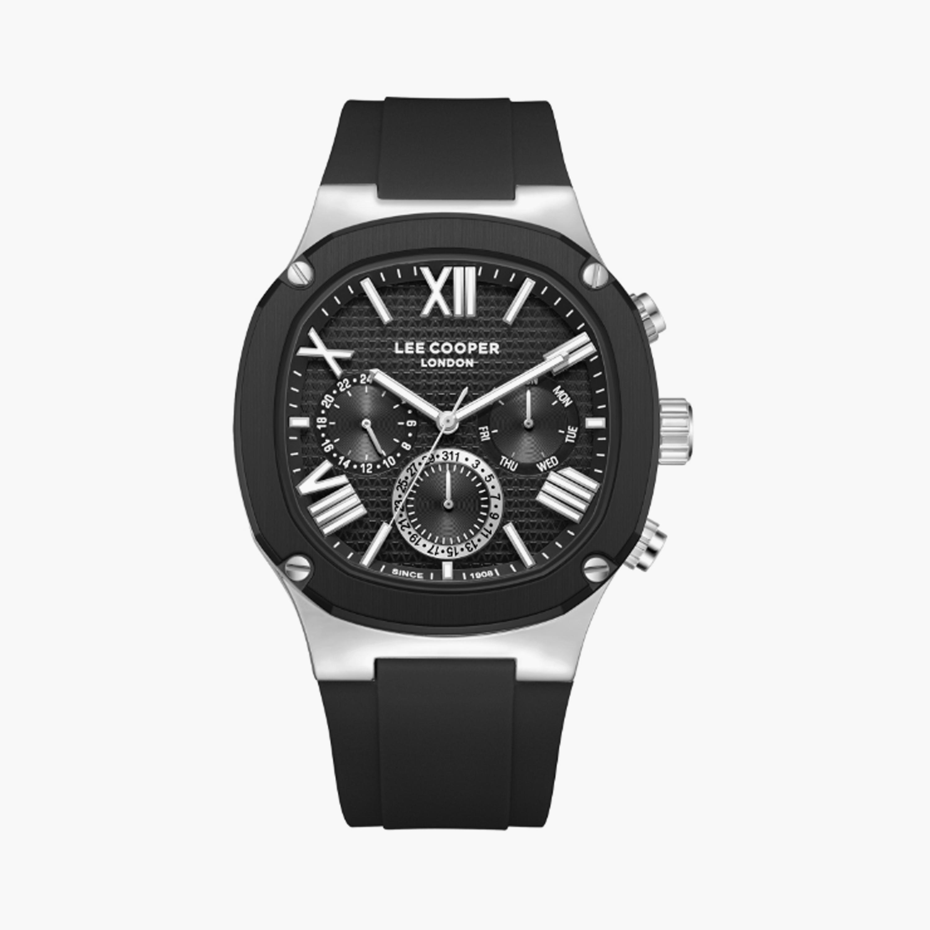 Lee Cooper Men's 43 MM Black Multi-Function Silicone Watch | LC08150.351-men-watchesandjewellery-watches-image-1