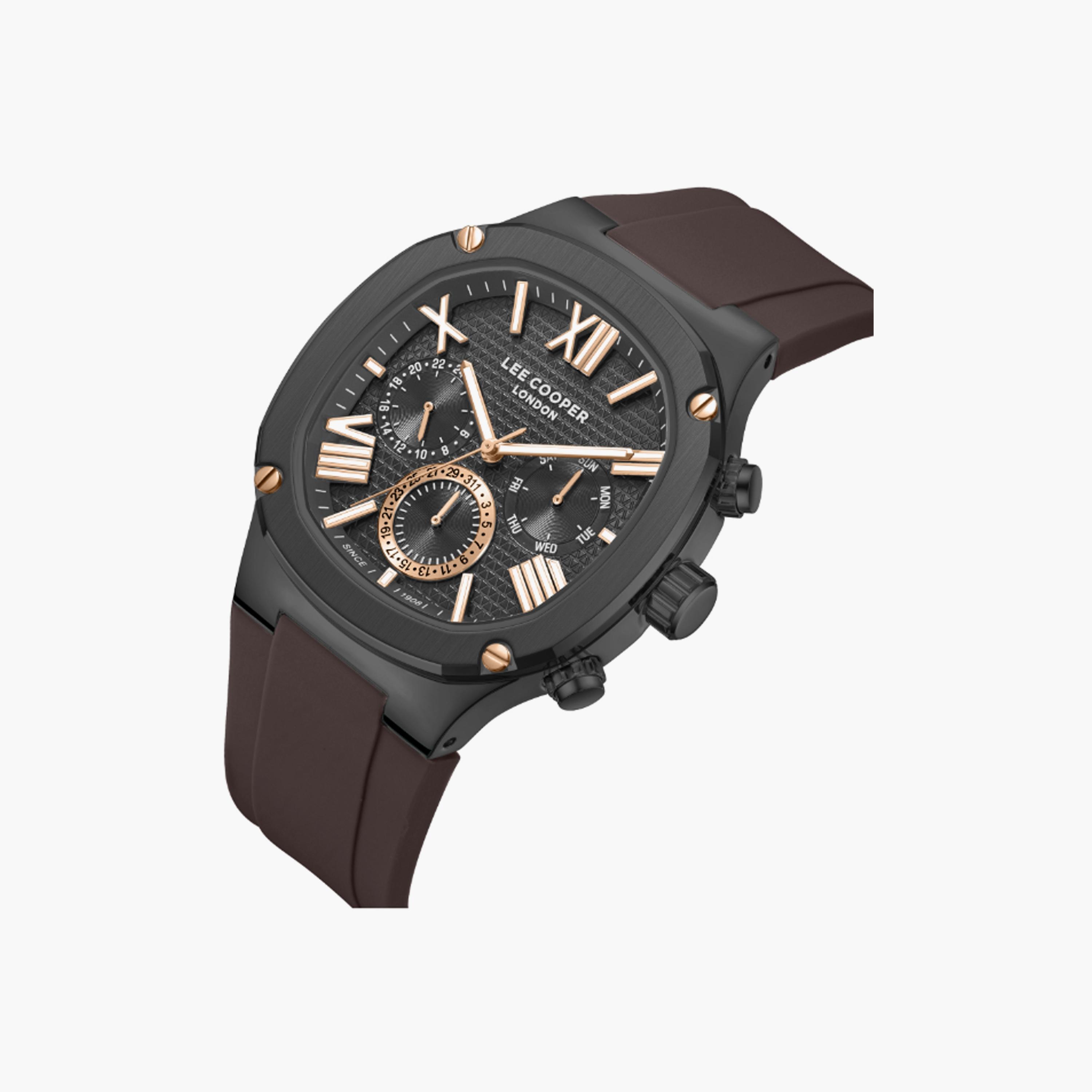 Lee Cooper Men's 43 MM Dark Brown Multi-Function Silicone Watch | LC08150.062-men-watchesandjewellery-watches-image-4