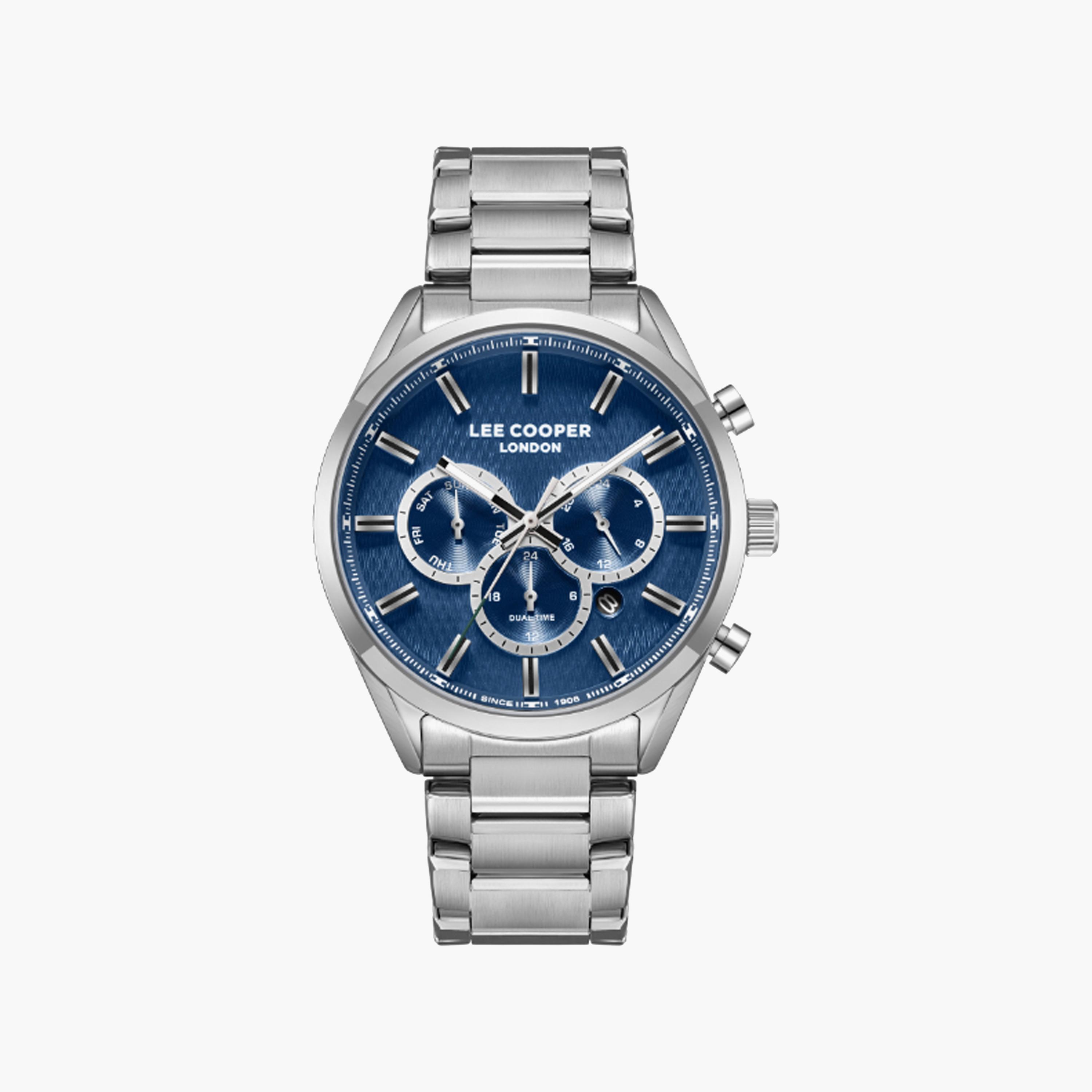 Lee Cooper Men's 44 MM Silver Multi-Function Stainless Steel Watch | LC08153.390-men-watchesandjewellery-watches-image-1