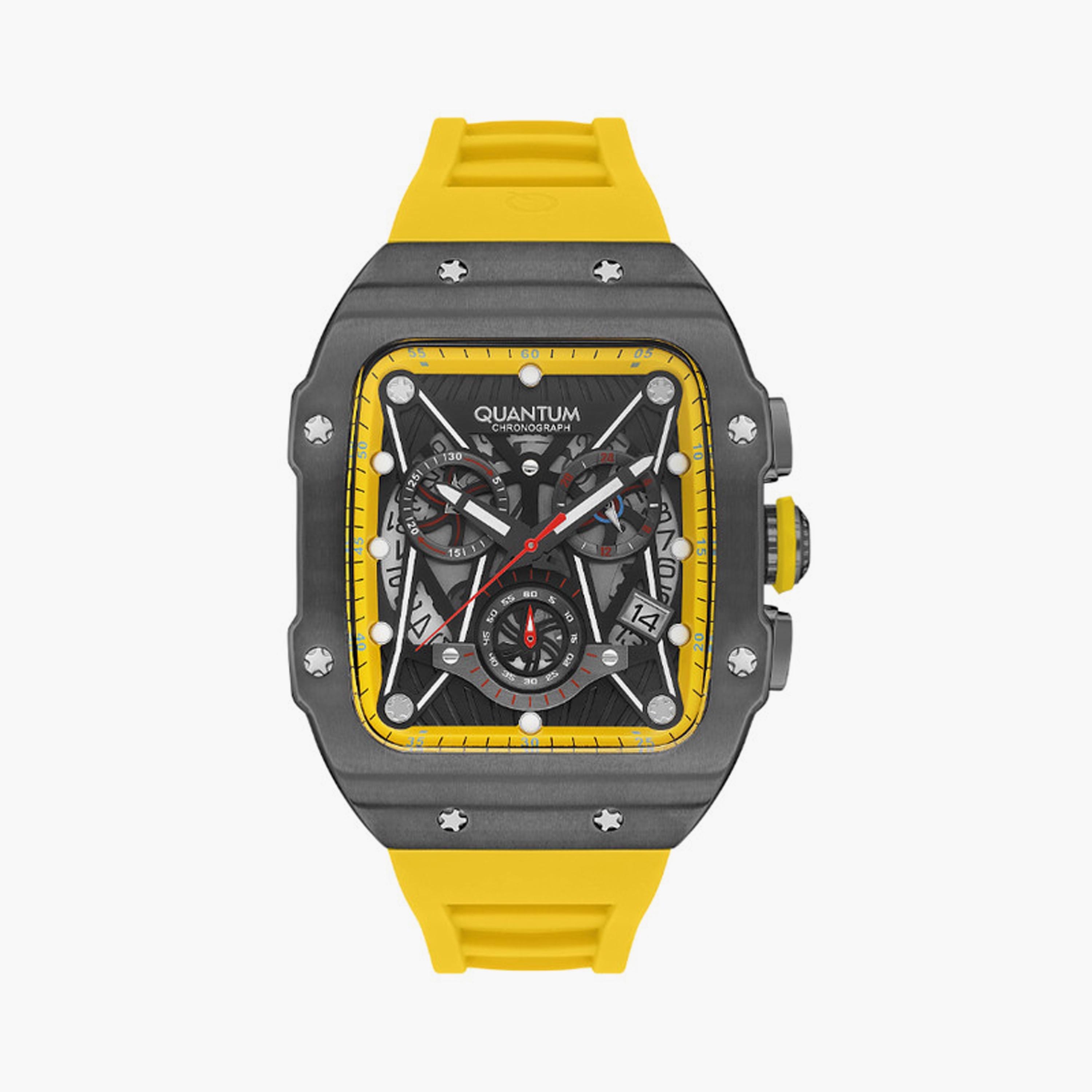HNG1080.054 | ساعة للرجال كرونوغراف بسوار سيليكون من كوانتوم اصفر مقاس 43 مم-men-watchesandjewellery-watches-image-1