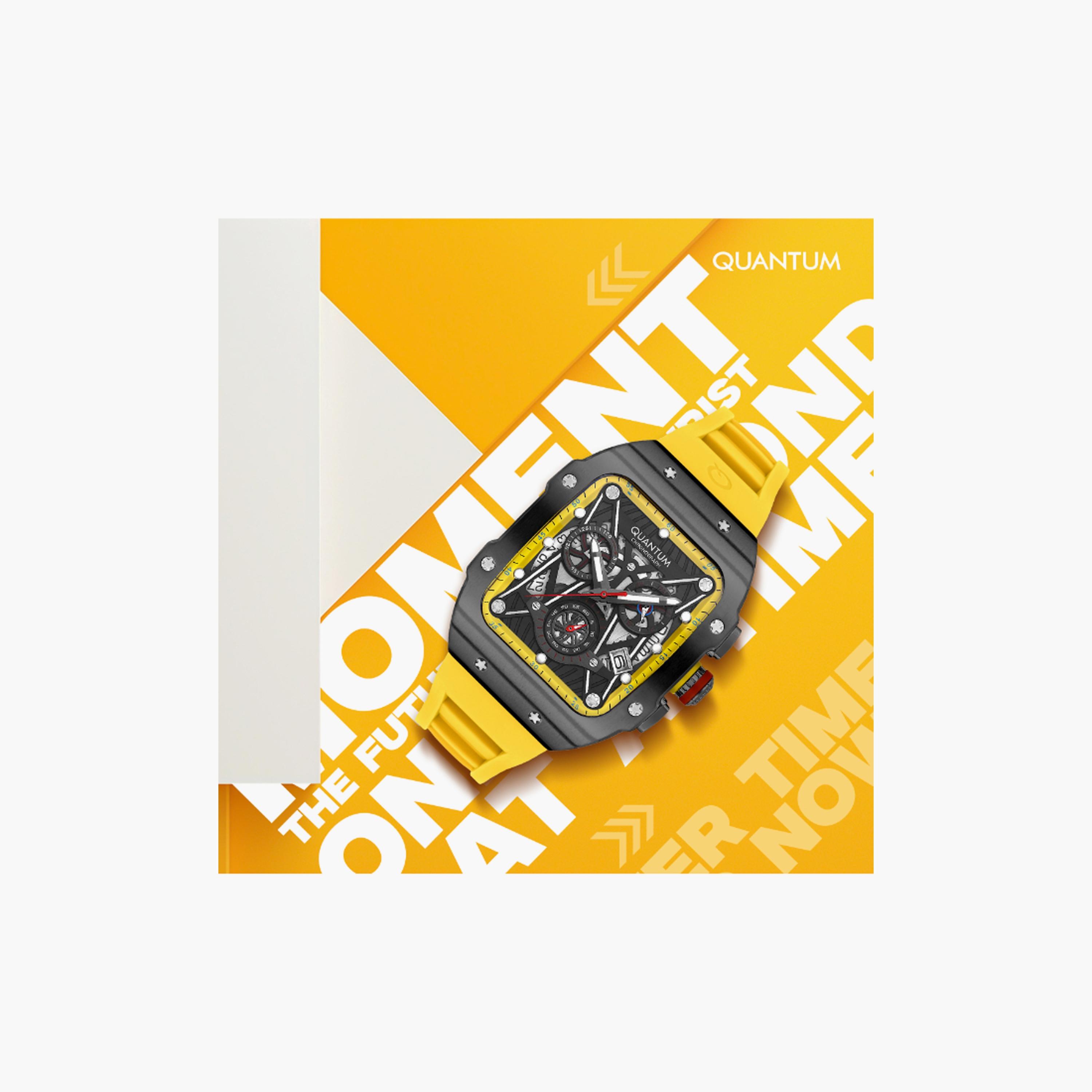 HNG1080.054 | ساعة للرجال كرونوغراف بسوار سيليكون من كوانتوم اصفر مقاس 43 مم-men-watchesandjewellery-watches-image-4