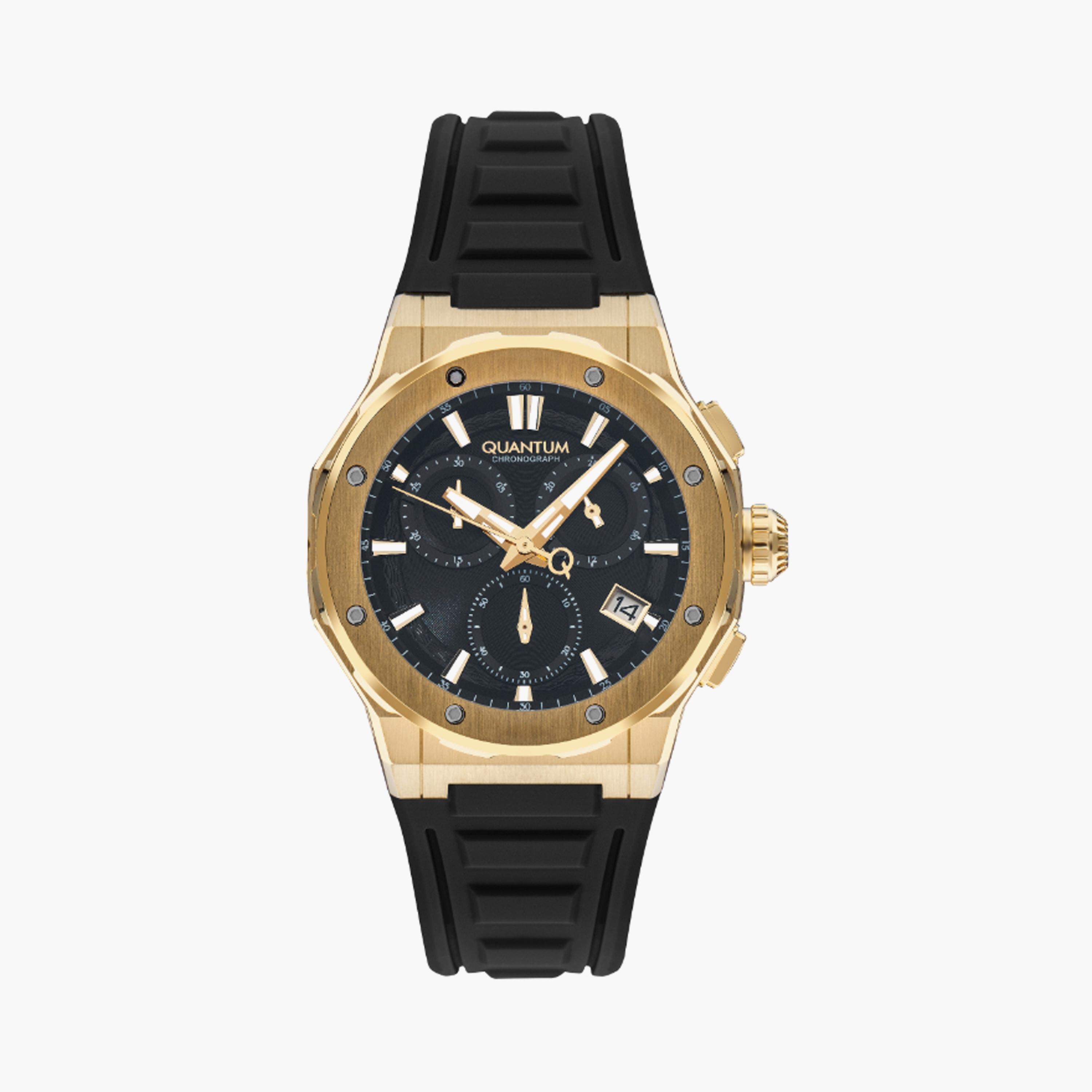 Quantum Men's 46 MM Black Chronograph Silicone Watch | HNG1082.251-men-watchesandjewellery-watches-image-1