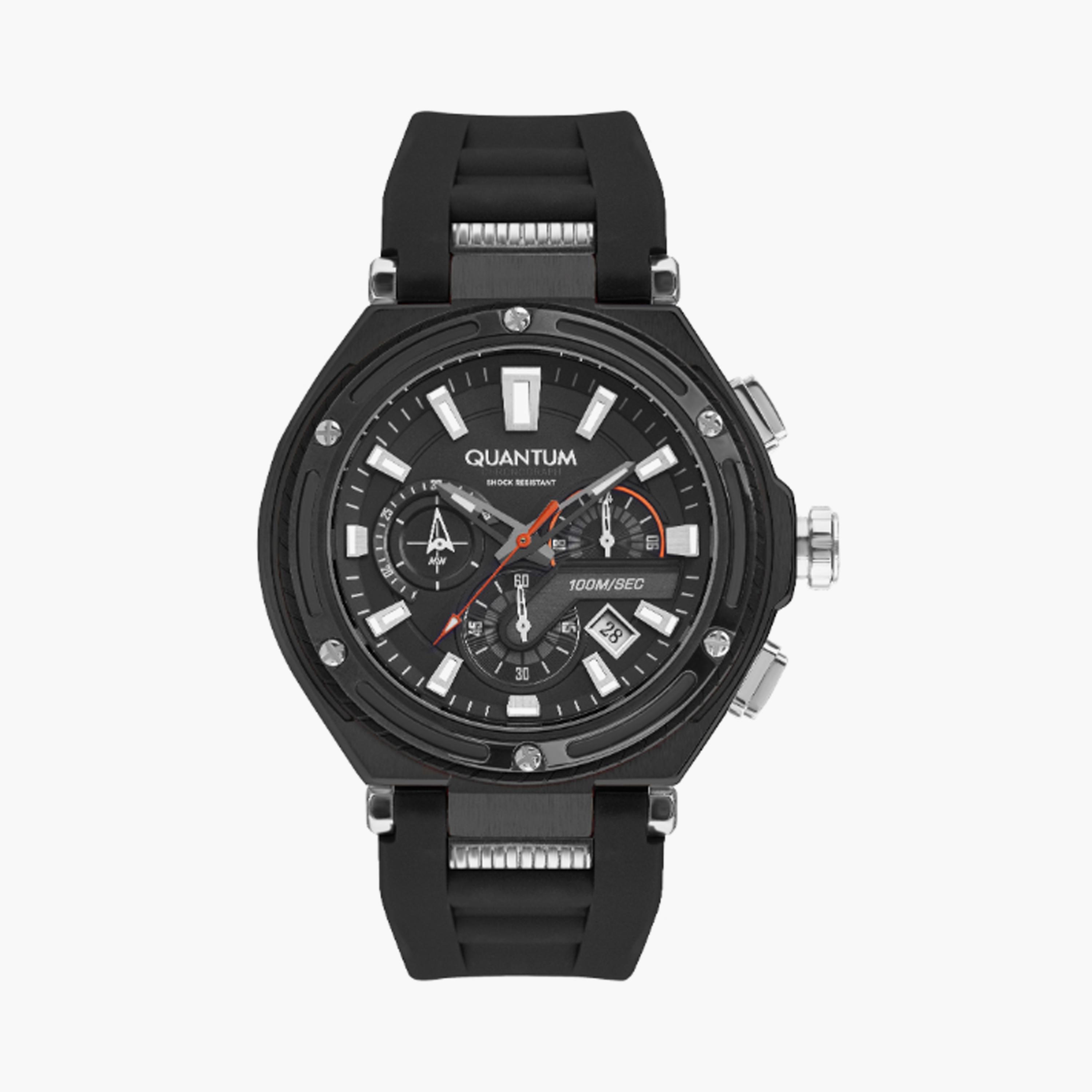 HNG1010.651 | ساعة للرجال كرونوغراف بسوار سيليكون من كوانتوم اسود مقاس 50 مم-men-watchesandjewellery-watches-image-1