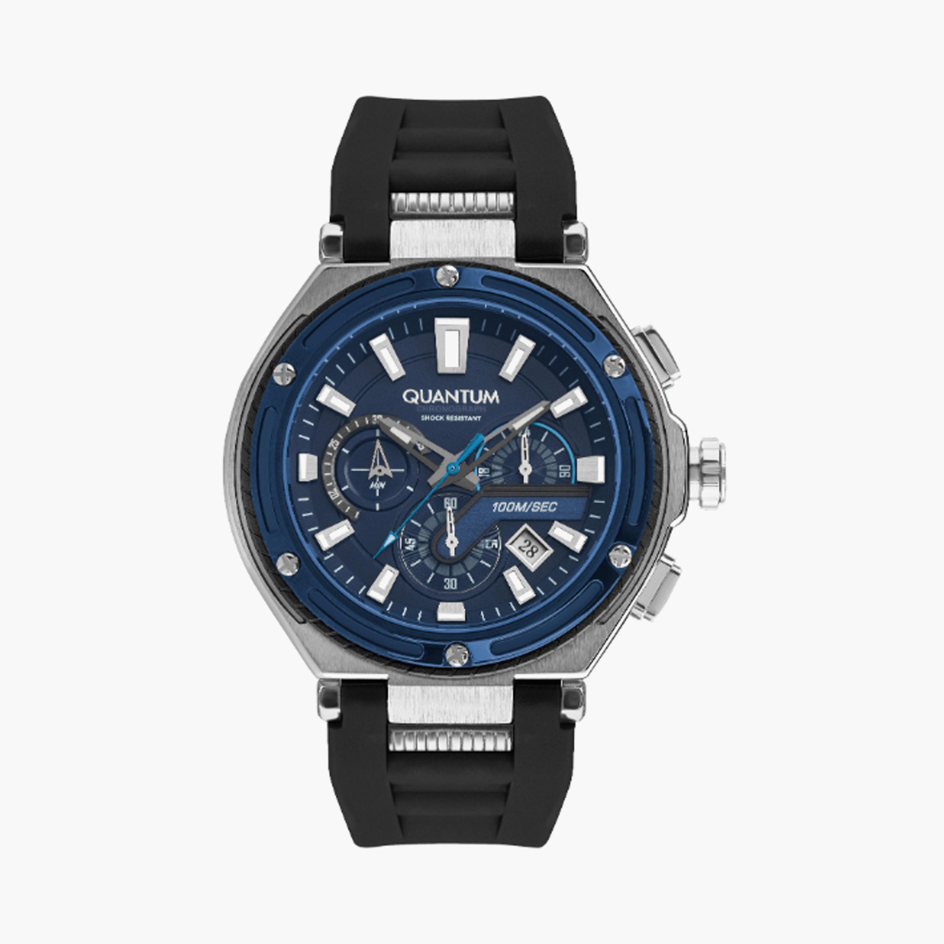 HNG1010.391 | ساعة للرجال كرونوغراف بسوار سيليكون من كوانتوم اسود مقاس 50 مم-men-watchesandjewellery-watches-image-1