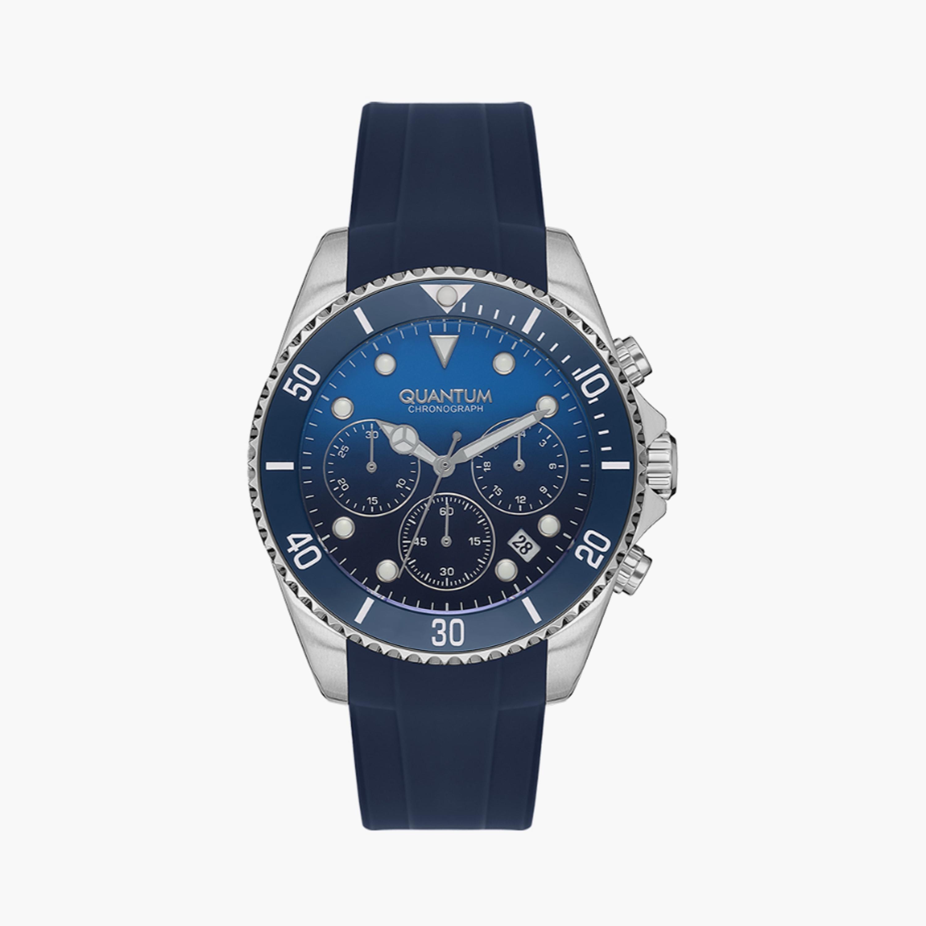 Quantum Men's 44 MM Blue Chronograph Silicone Watch | PWG1099.399-men-watchesandjewellery-watches-image-1