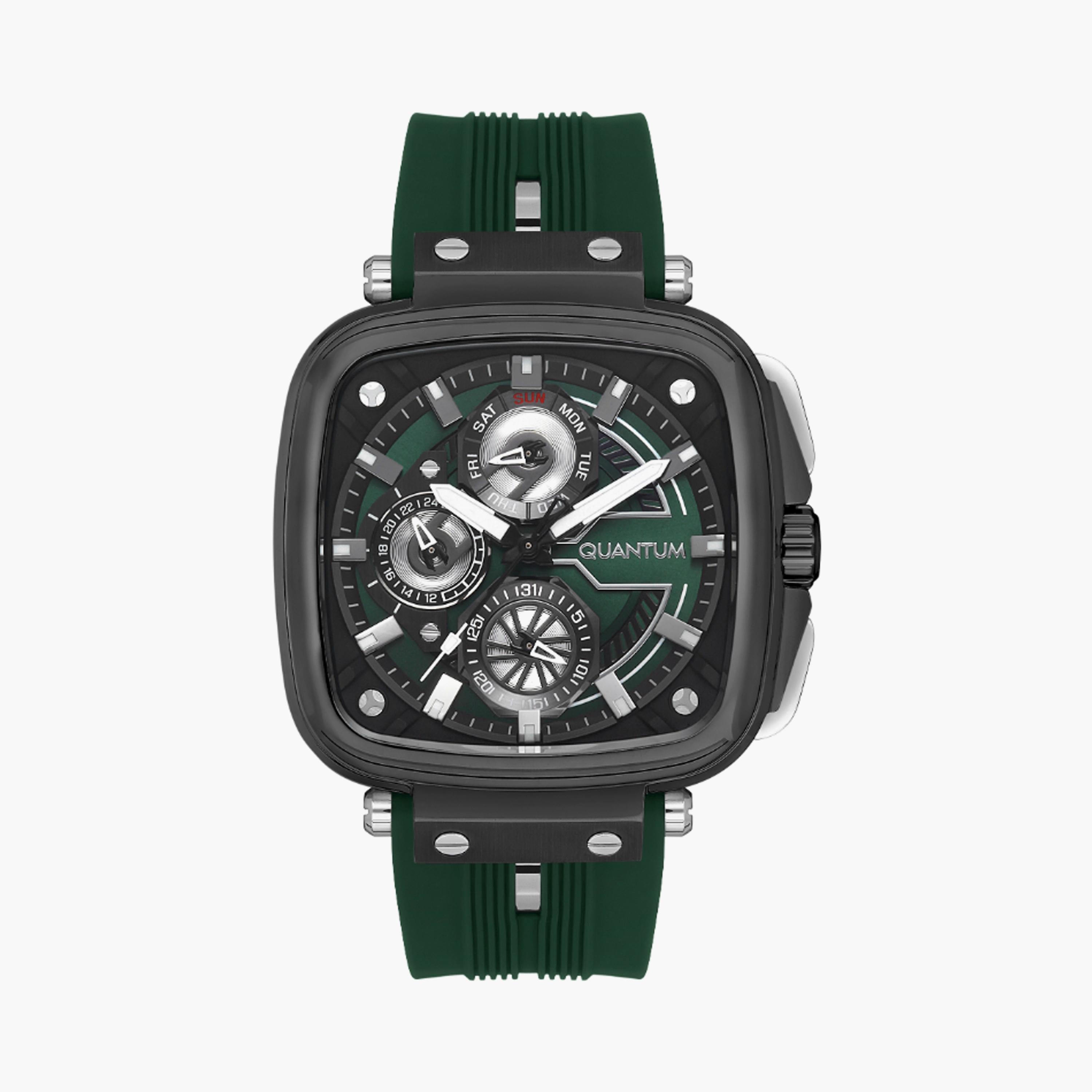 Quantum Men's 44 MM Green Multi-Function Silicone Watch | PWG1014.075-men-watchesandjewellery-watches-image-1