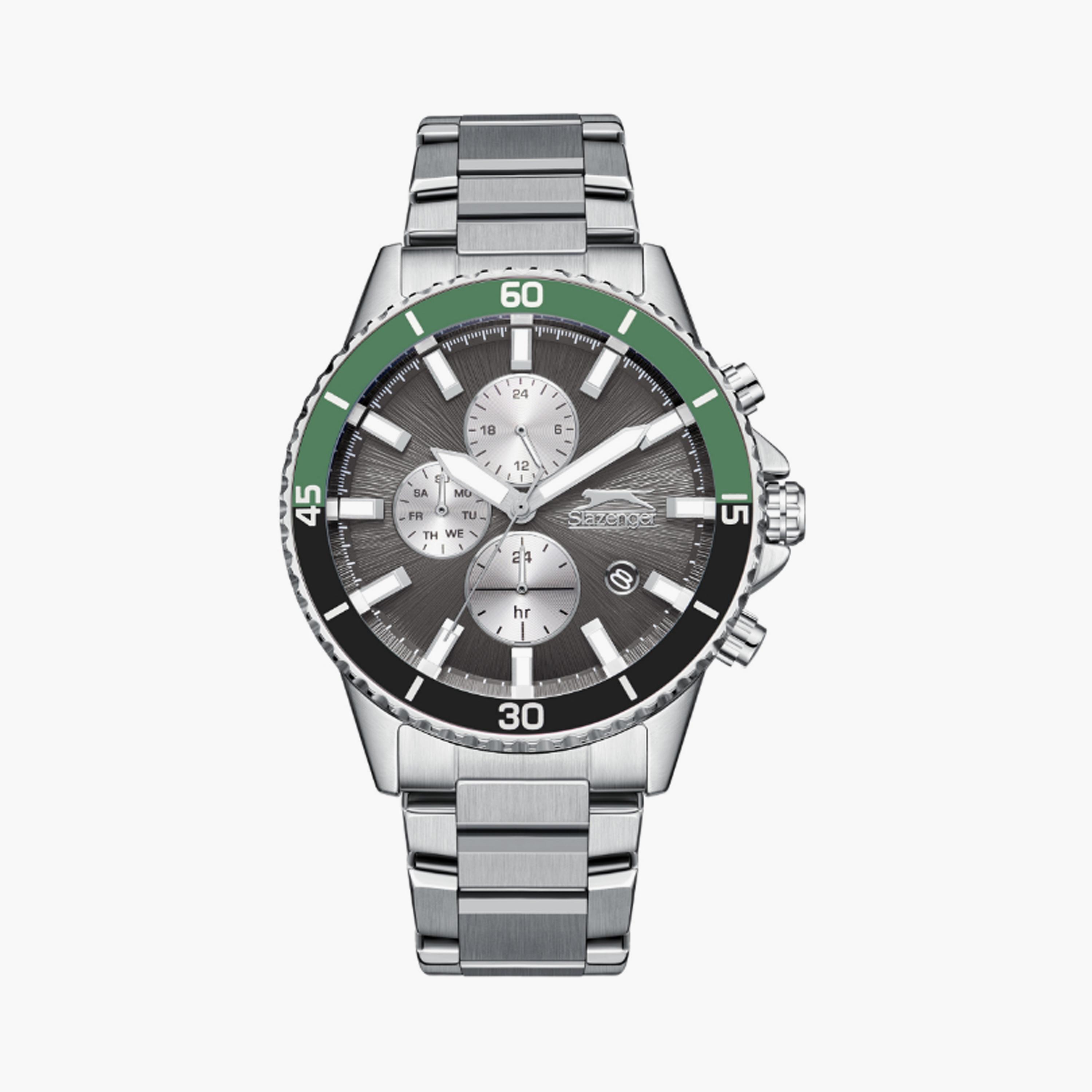Slazenger Men's 44 MM Silver Multi-Function Stainless Steel Watch | SL.9.2410.2.03-men-watchesandjewellery-watches-image-1