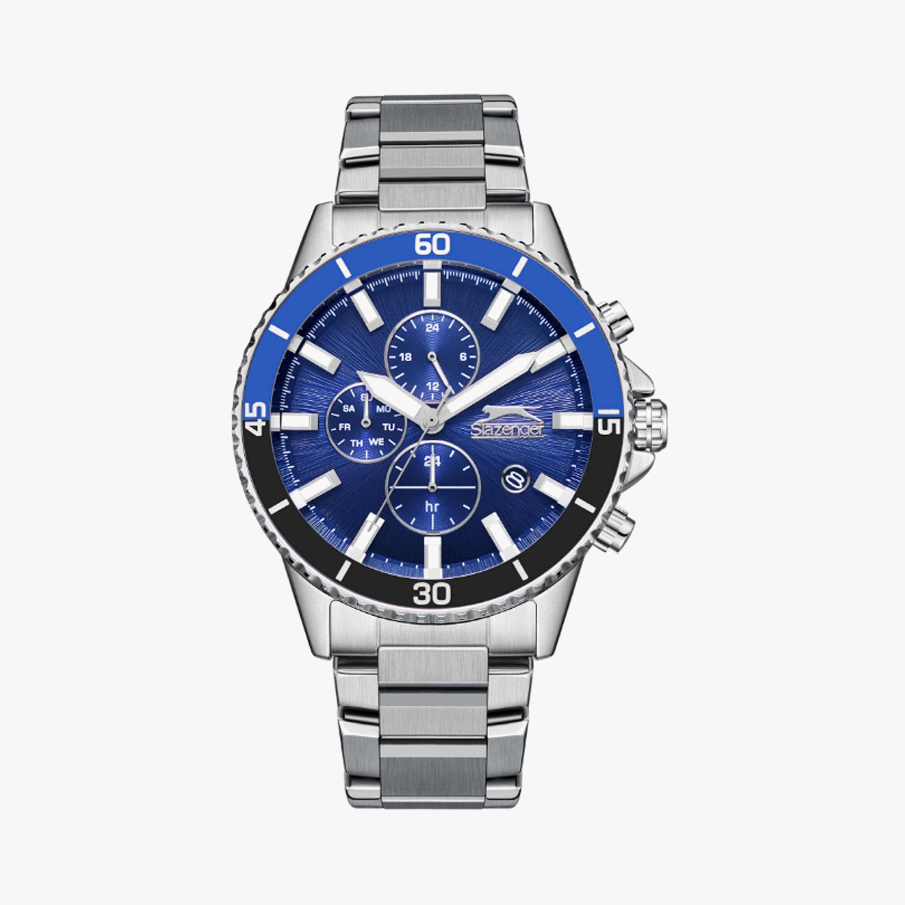 Slazenger Men's 44 MM Silver Multi-Function Stainless Steel Watch | SL.9.2410.2.05-men-watchesandjewellery-watches-image-1