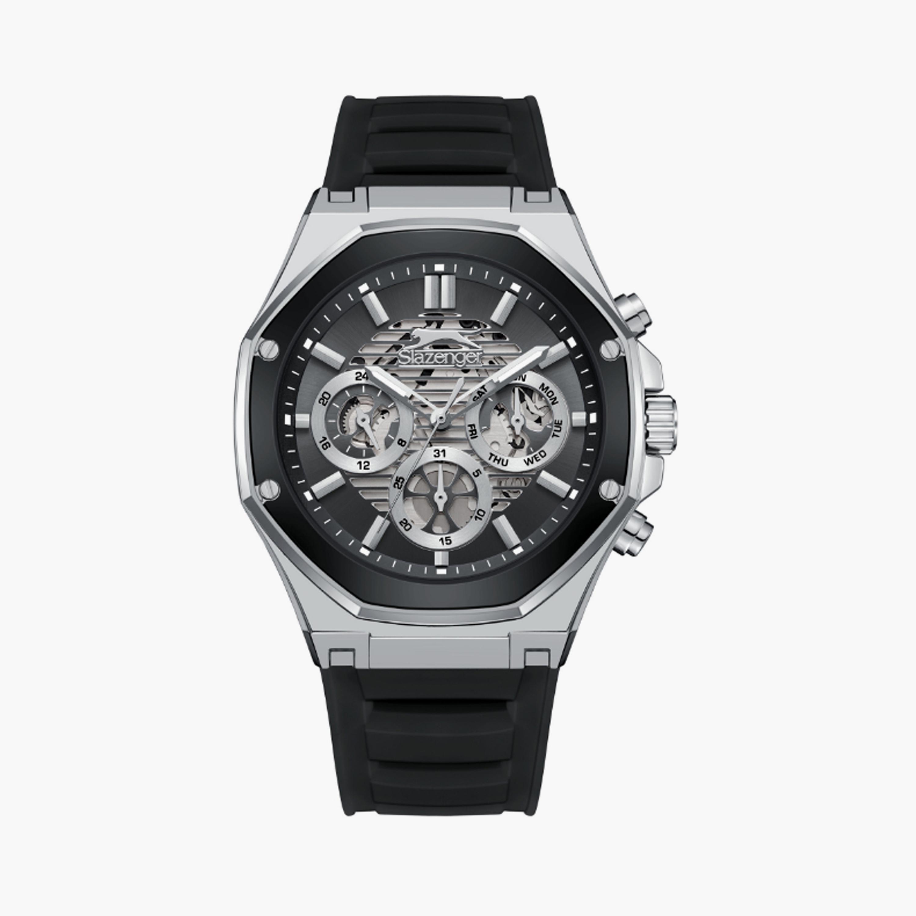 Slazenger Men's 44 MM Black Multi-Function Silicone Watch | SL.9.2390.2.01-men-watchesandjewellery-watches-image-1