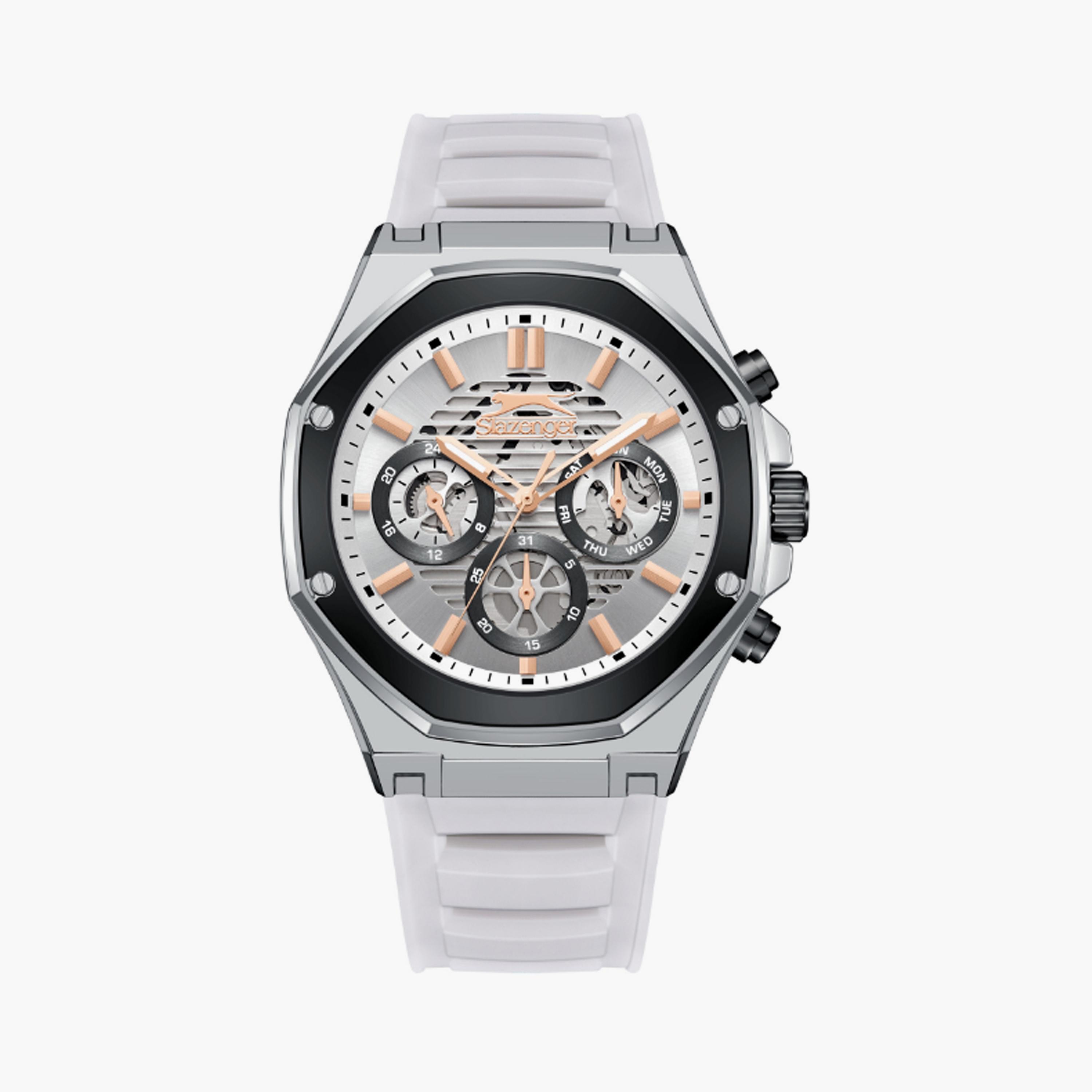 Slazenger Men's 44 MM White Multi-Function Silicone Watch | SL.9.2390.2.05-men-watchesandjewellery-watches-image-1