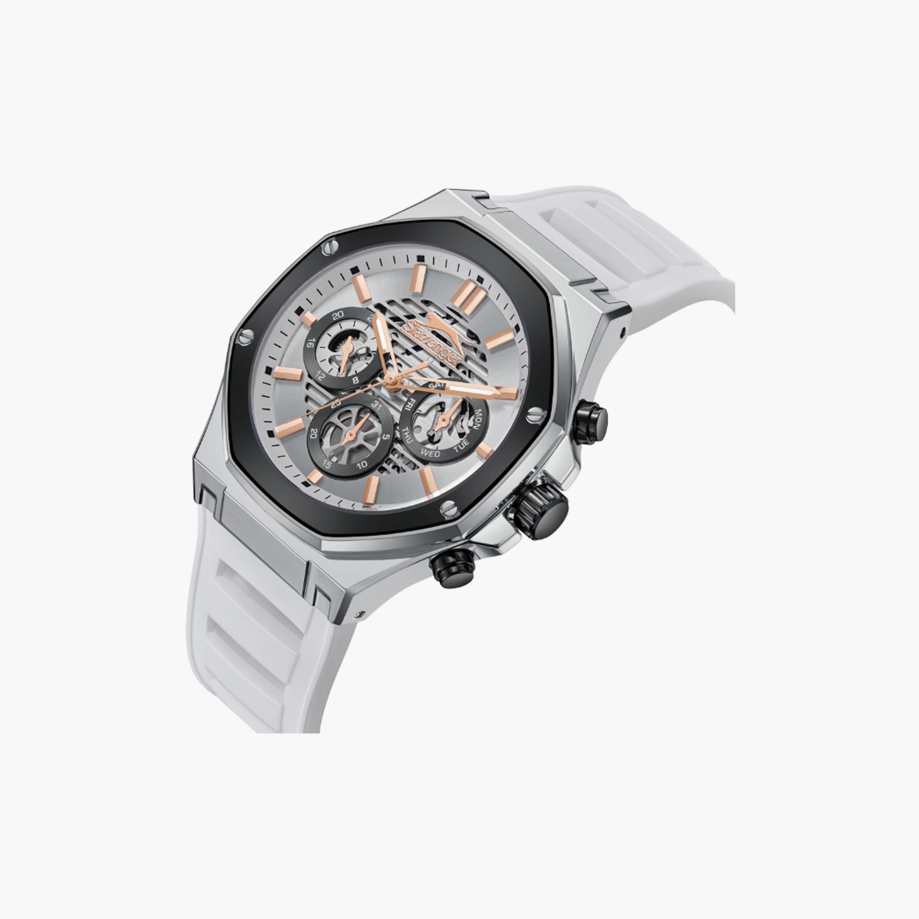 Slazenger Men's 44 MM White Multi-Function Silicone Watch | SL.9.2390.2.05-men-watchesandjewellery-watches-image-4