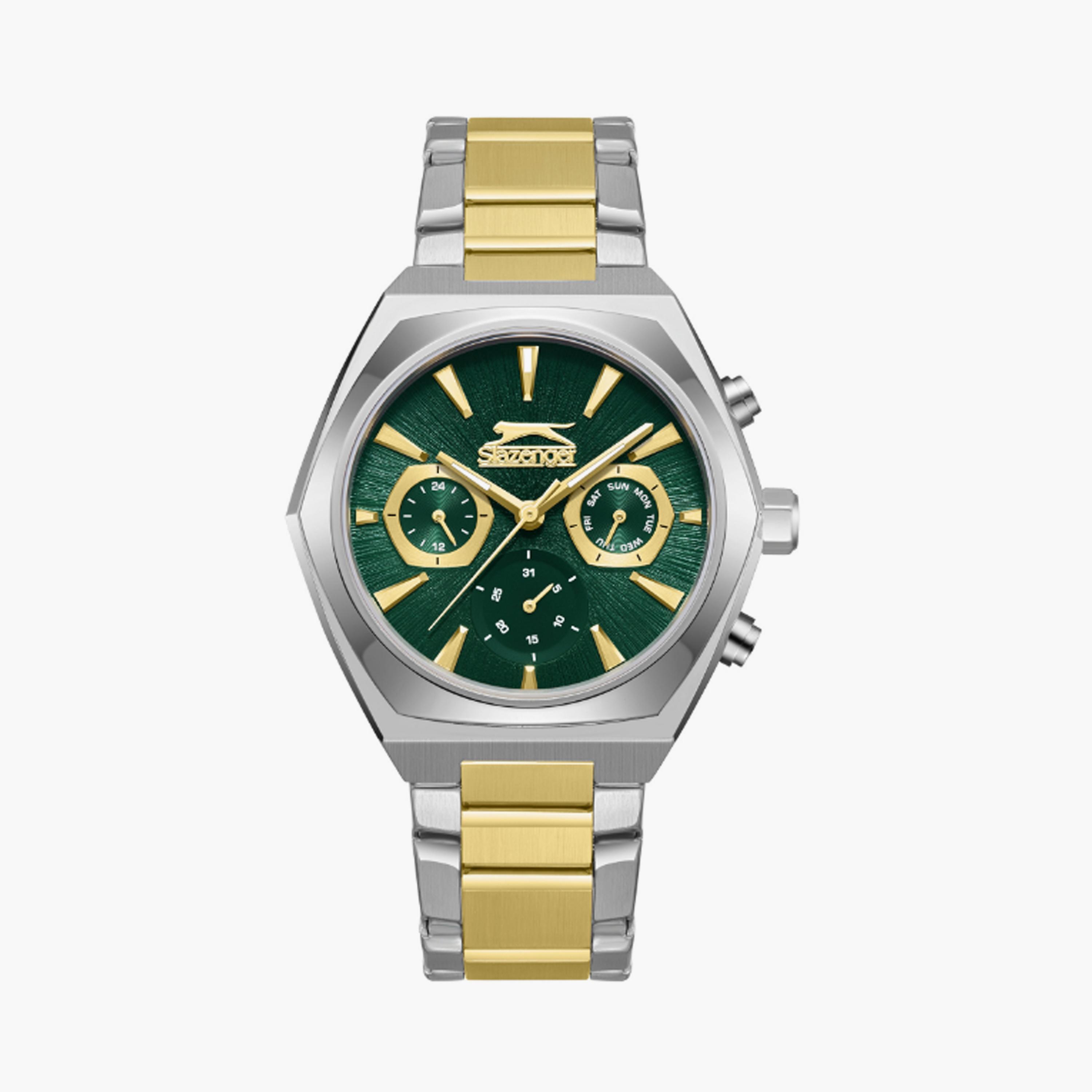 Slazenger Men's 44 MM Silver & Gold Multi-Function Stainless Steel Watch | SL.9.2346.2.01-men-watchesandjewellery-watches-image-1