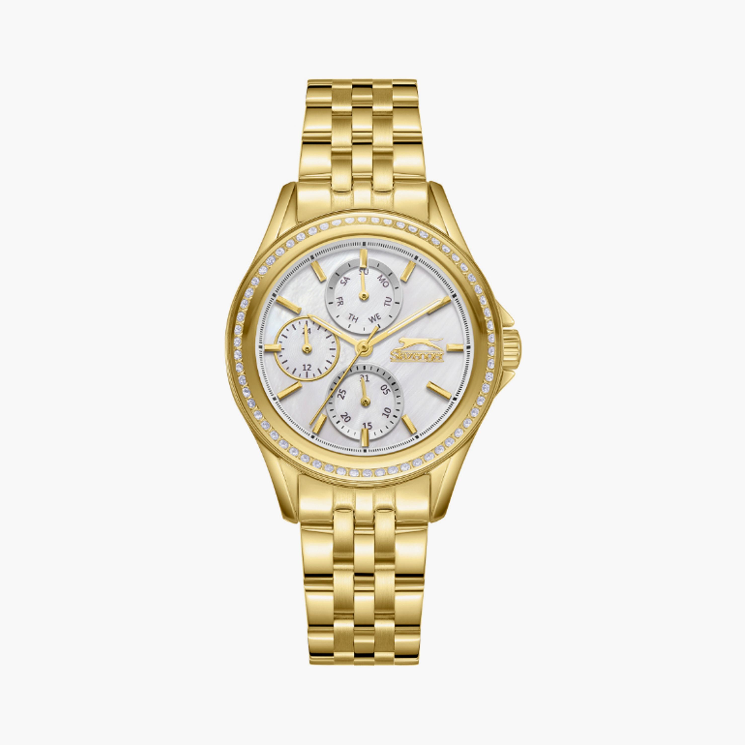 SL.9.2392.4.06 | سلازنغر ساعة حريمي متعددة الوظائف وسوار ستانلس ستيل ذهبي مقاس 34 مم-women-watchesandjewellery-watches-image-1