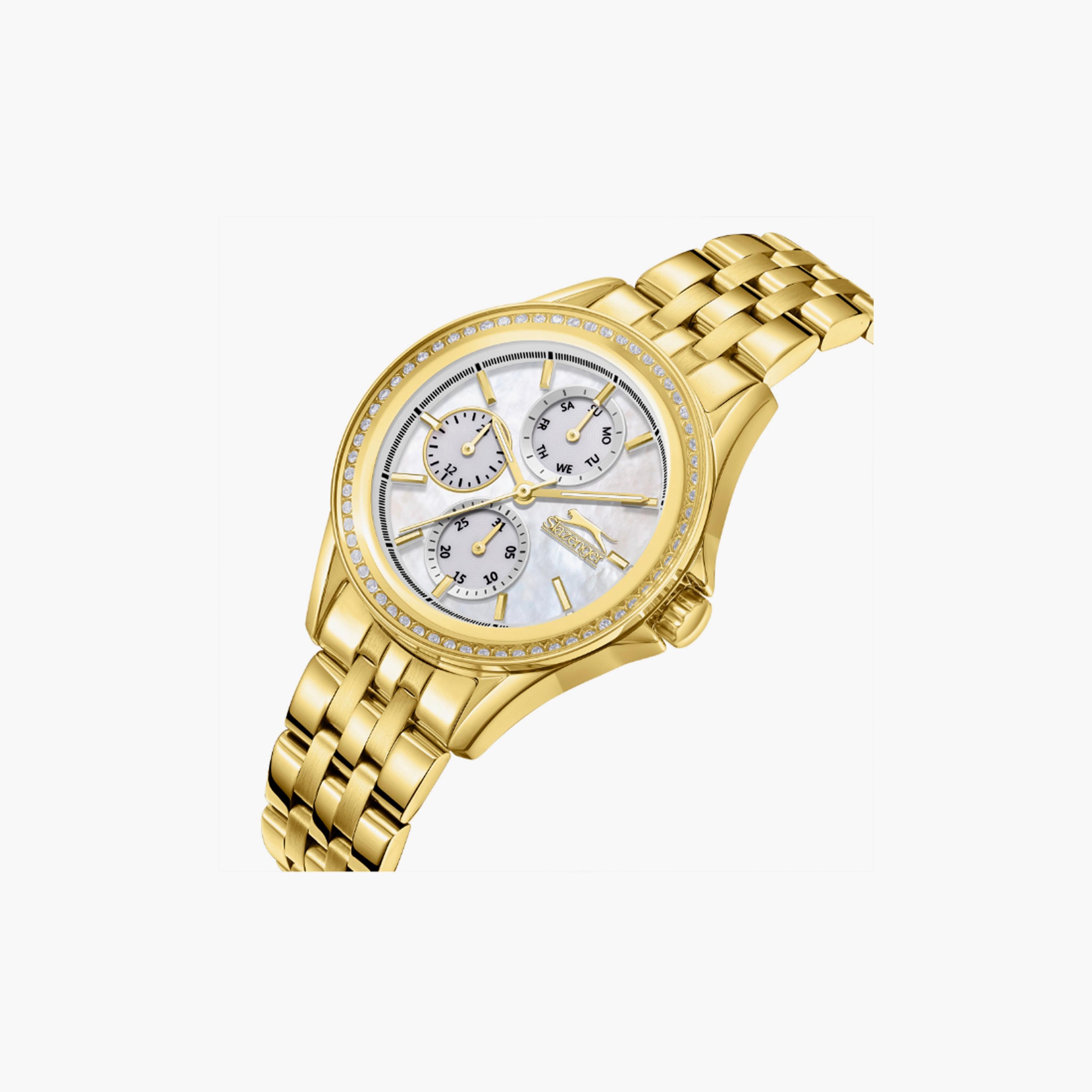 SL.9.2392.4.06 | سلازنغر ساعة حريمي متعددة الوظائف وسوار ستانلس ستيل ذهبي مقاس 34 مم-women-watchesandjewellery-watches-image-4