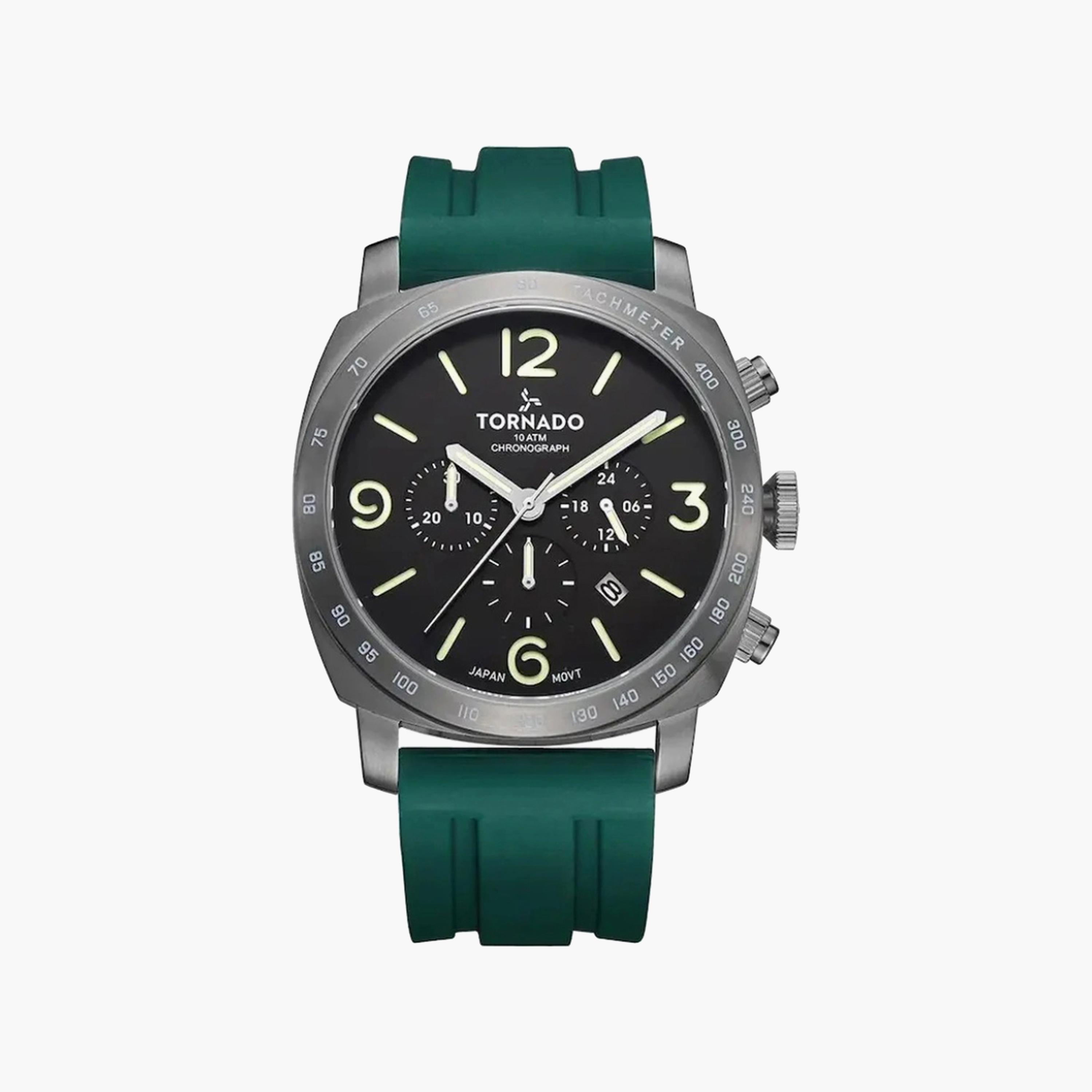 Tornado Men's 43 MM Green Chronograph Silicone Watch | T9102-XSHB-men-watchesandjewellery-watches-image-1
