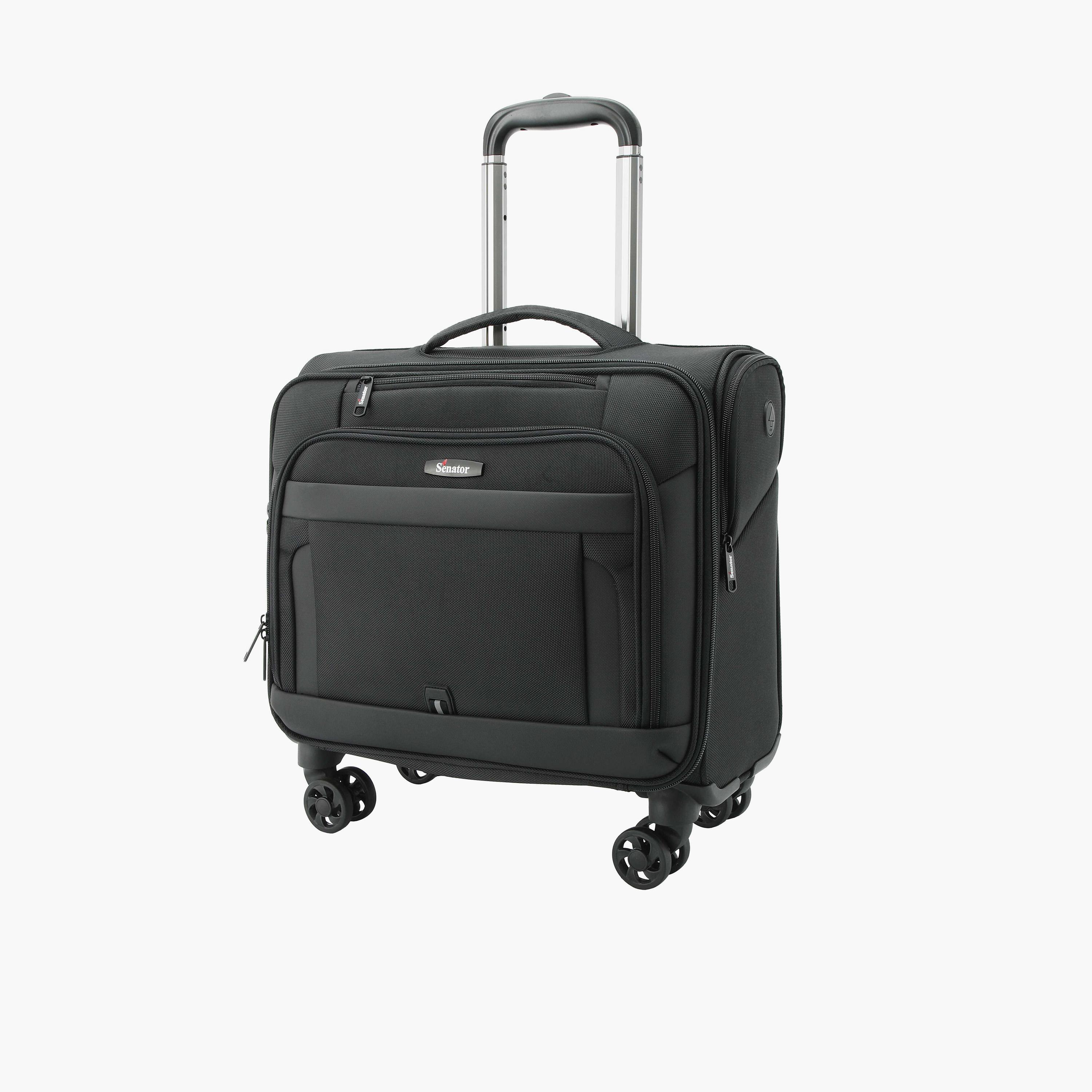 Senator 43 CM Small Cabin Polyester Soft Sided 4-Wheeler Spinner Pilot Trolley Bag with TSA Lock-travel-luggagesandbags-luggage-image-1