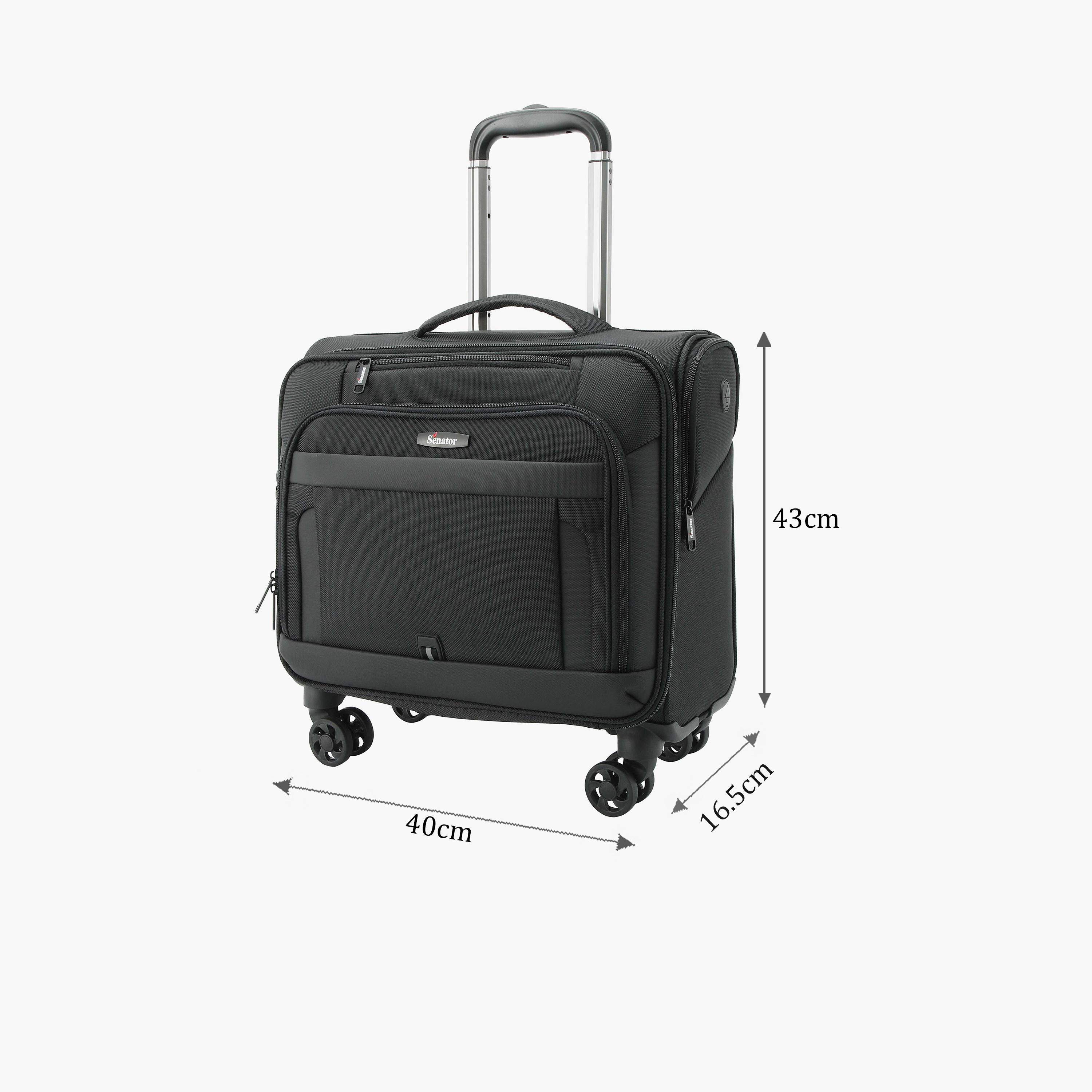 Senator 43 CM Small Cabin Polyester Soft Sided 4-Wheeler Spinner Pilot Trolley Bag with TSA Lock-travel-luggagesandbags-luggage-image-2