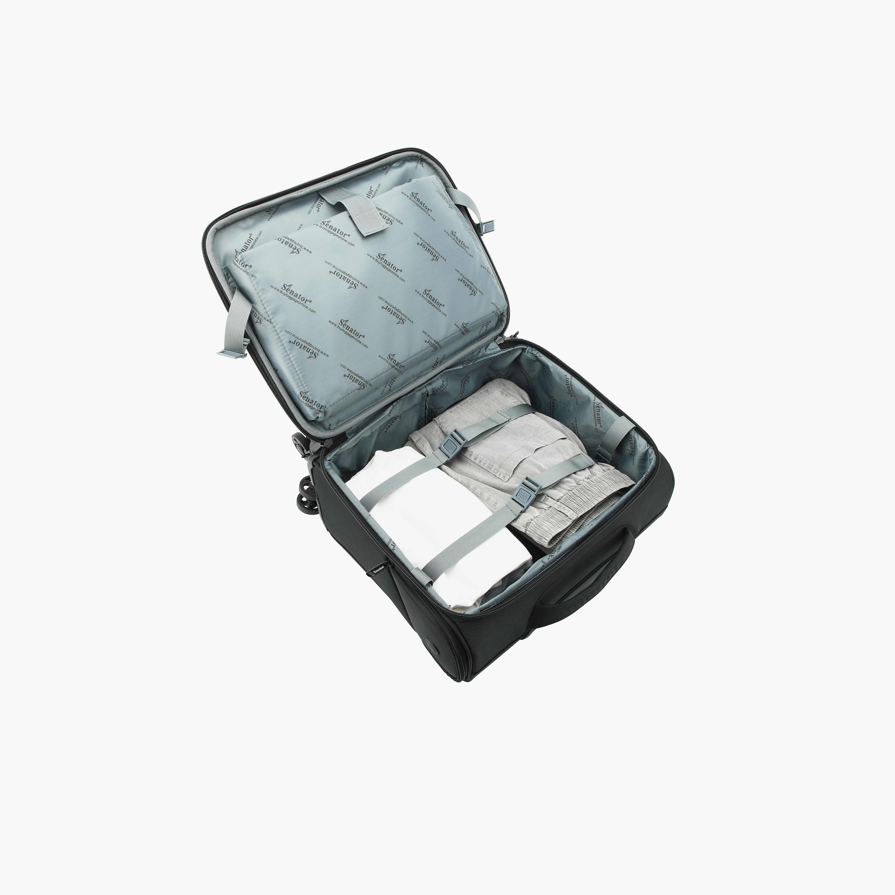 Senator 43 CM Small Cabin Polyester Soft Sided 4-Wheeler Spinner Pilot Trolley Bag with TSA Lock-travel-luggagesandbags-luggage-image-9