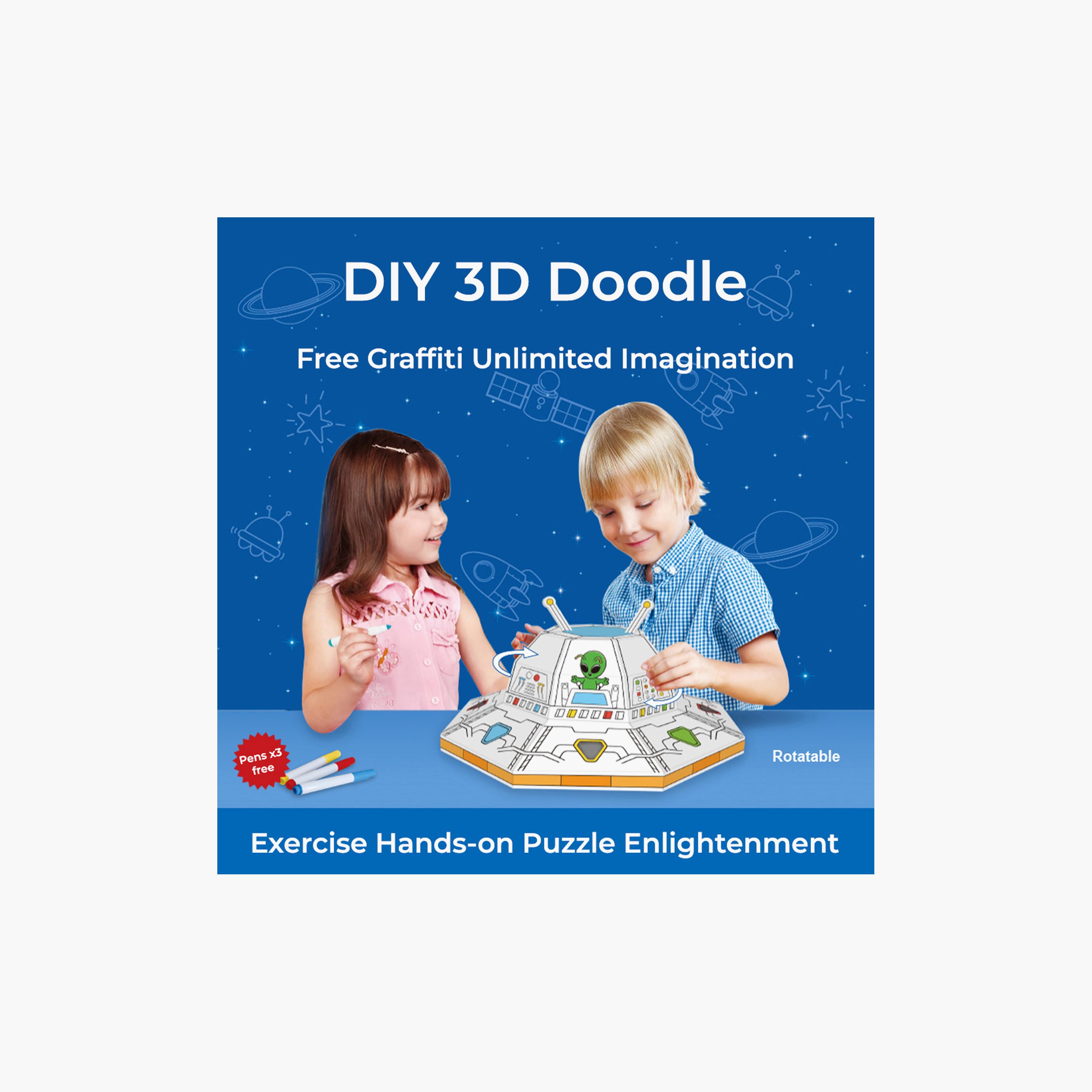 Eazy Kids DIY UFO Craft Kit with 3-Piece Colour Pens - 3 Years+-school-artsandcrafts-image-4