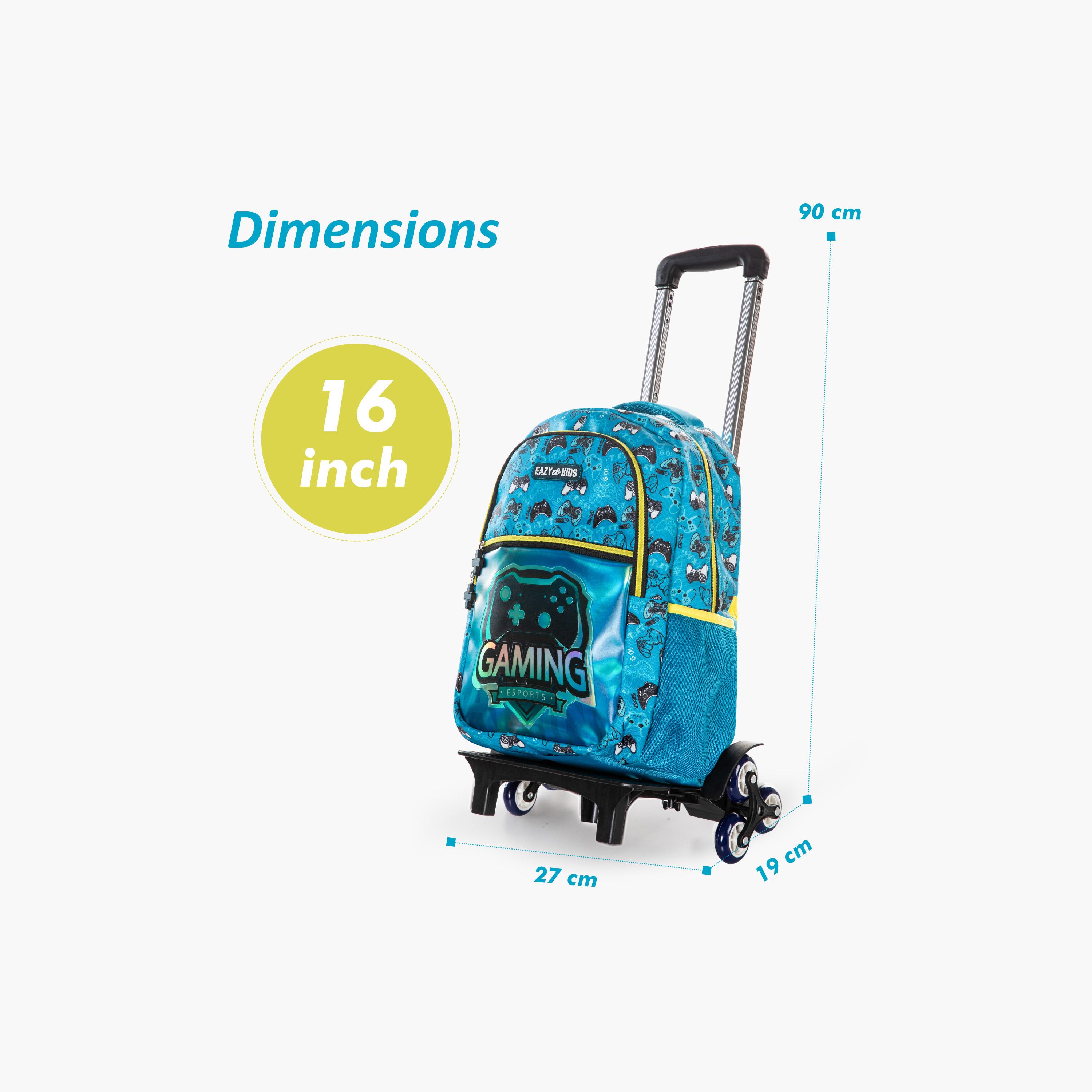 Eazy Kids 4-Piece Backpack with Trolley, Lunch Bag & Pencil Case - 16 Inch - Gaming-school-bagsandbackpacks-trolleybags-image-5
