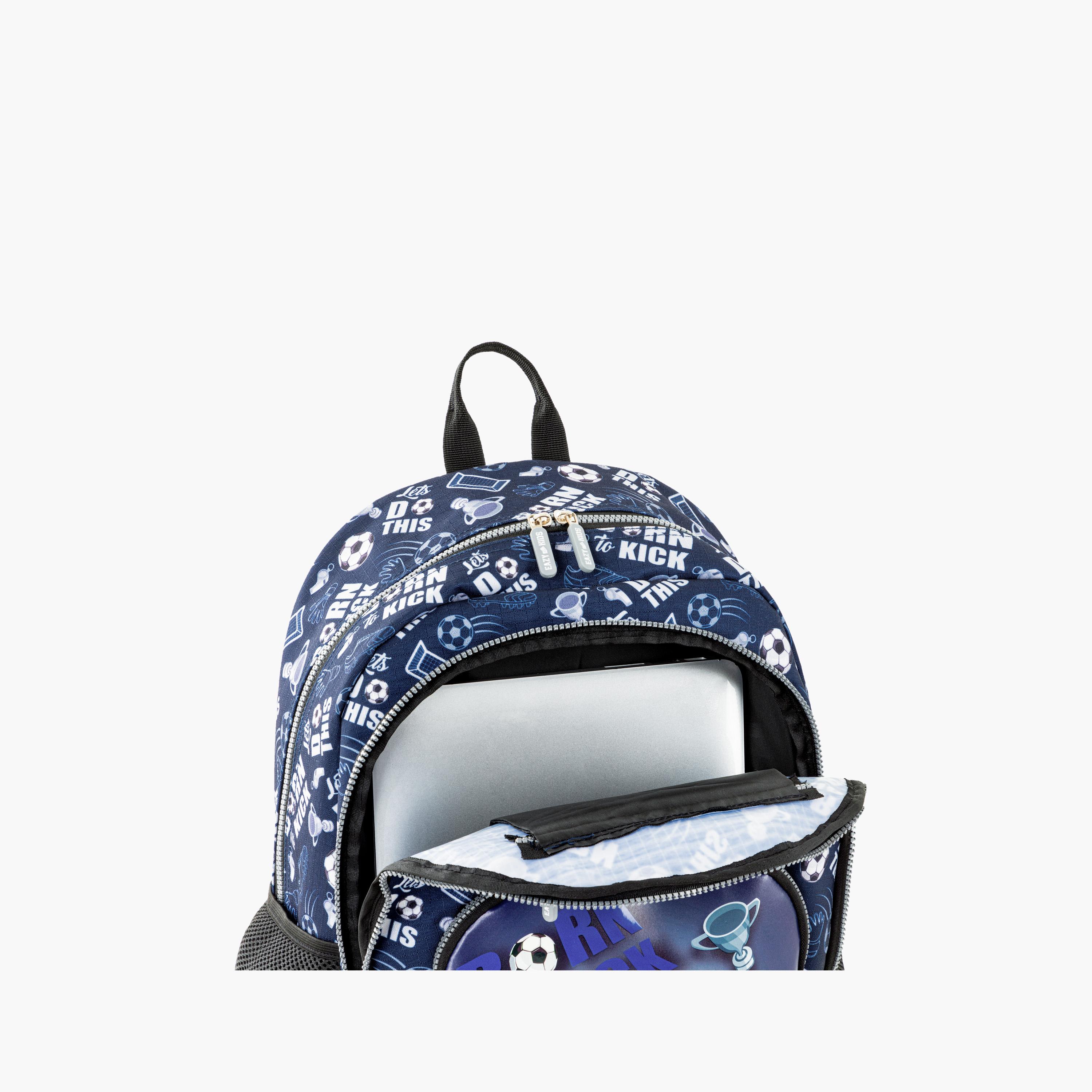 Eazy Kids 4-Piece Backpack with Trolley, Lunch Bag & Pencil Case - 18 Inch - Football - Blue-school-bagsandbackpacks-trolleybags-image-10