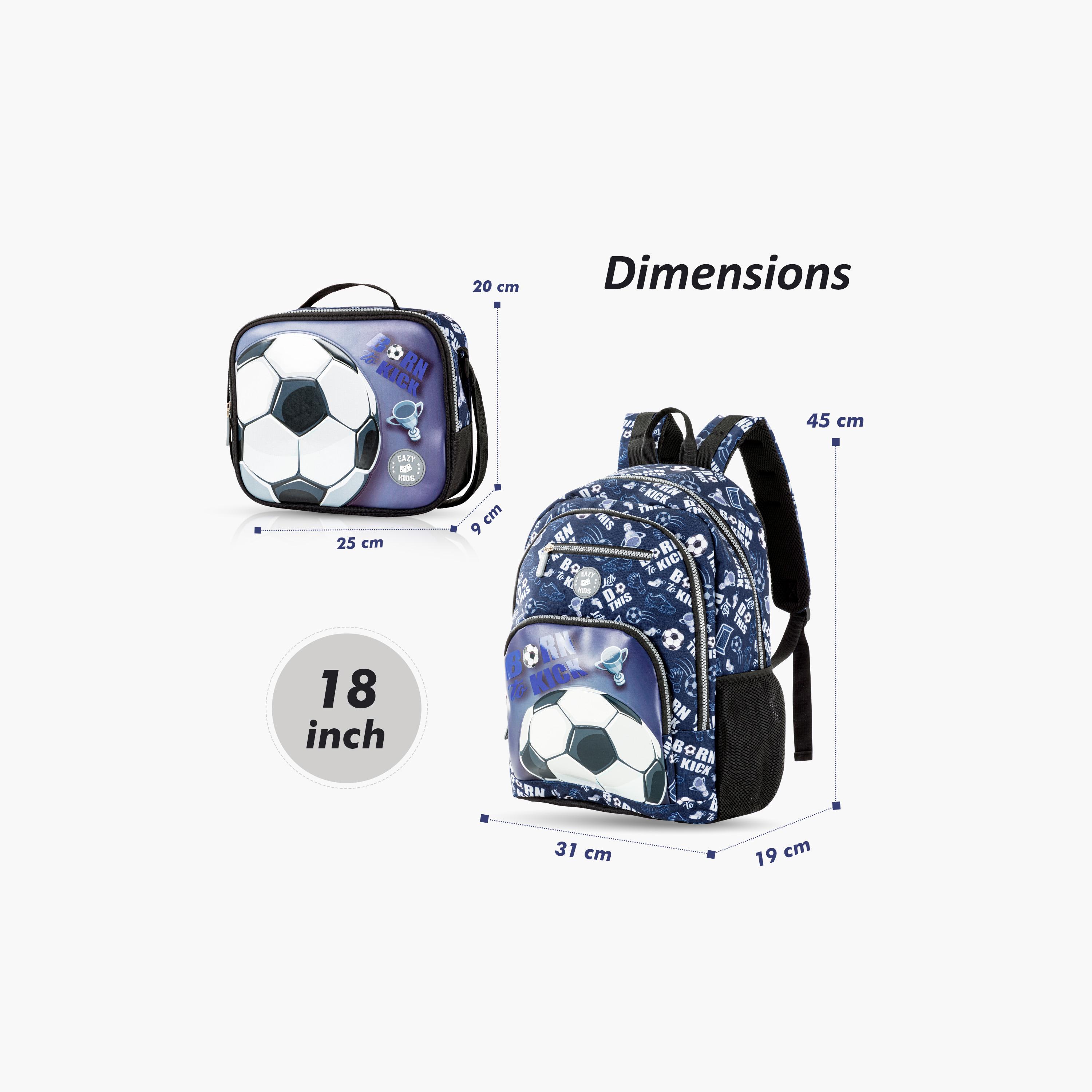 Eazy Kids 4-Piece Backpack with Trolley, Lunch Bag & Pencil Case - 18 Inch - Football - Blue-school-bagsandbackpacks-trolleybags-image-4